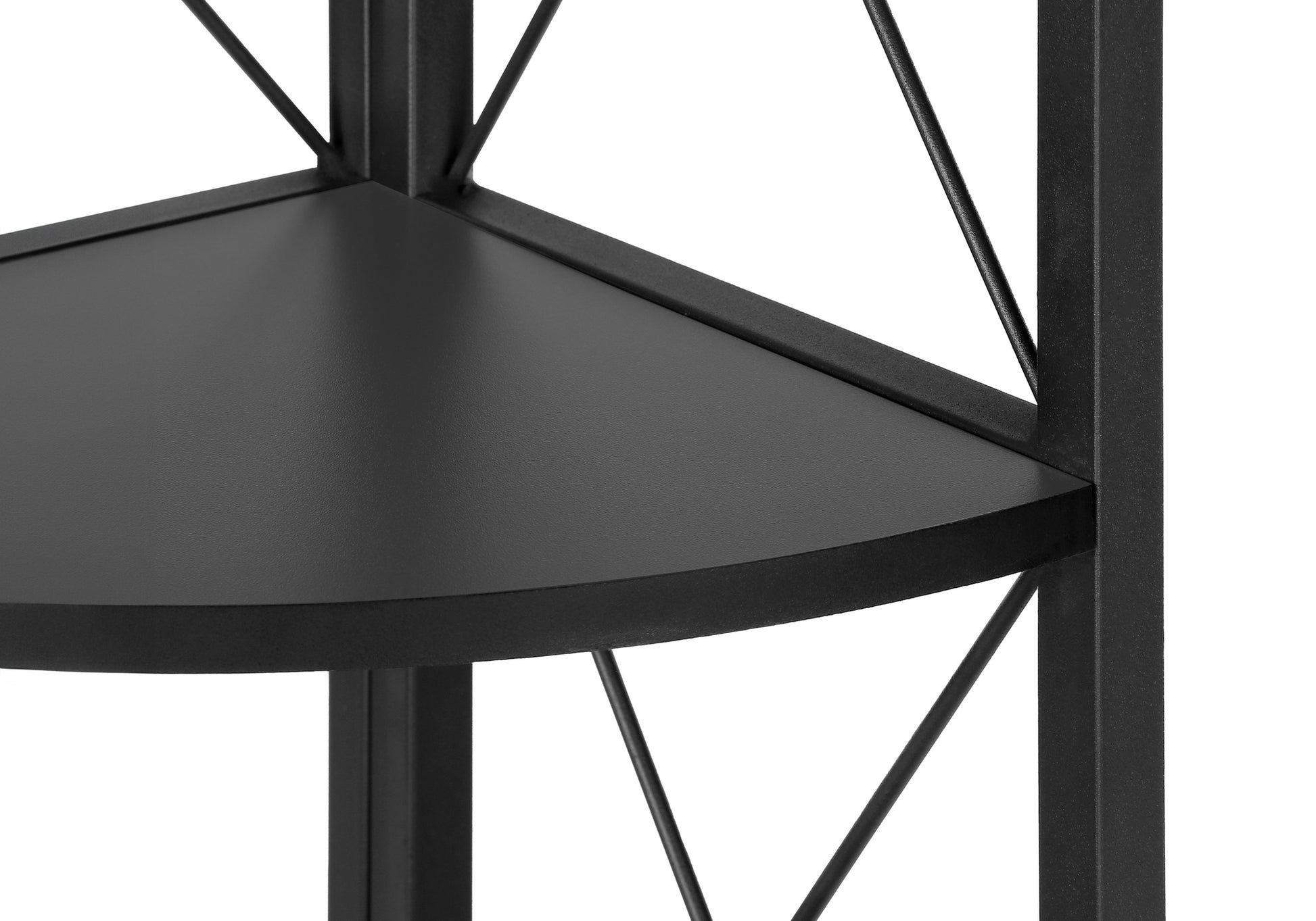 Bookcase - 60"H / Espresso / Black Metal Corner Etagere-Bookshelf-DECOROLALA