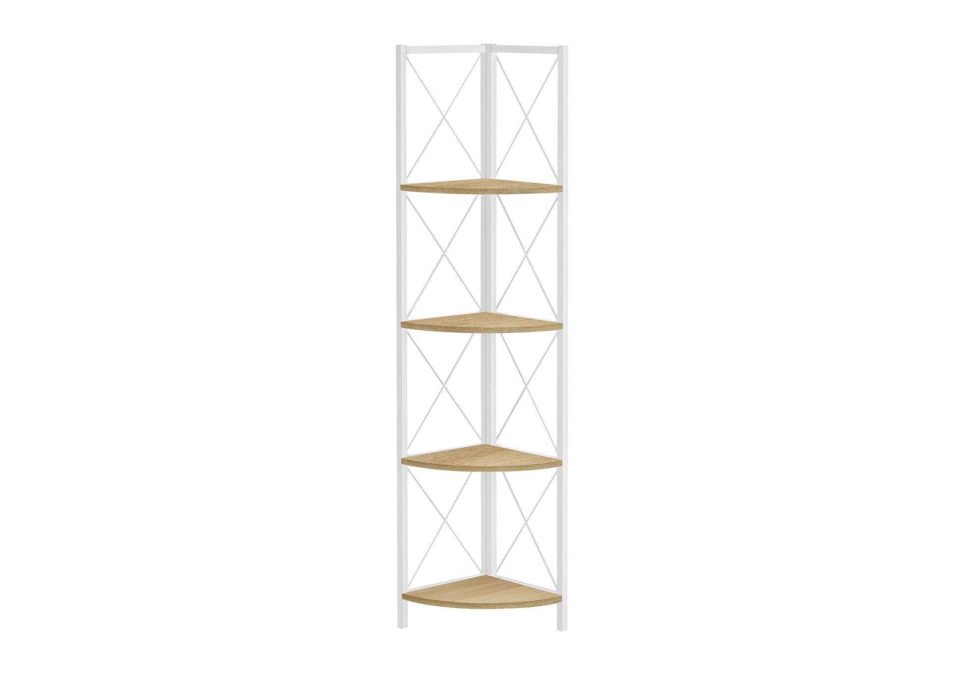 Bookcase - 60"H / Espresso / Black Metal Corner Etagere-Bookshelf-DECOROLALA