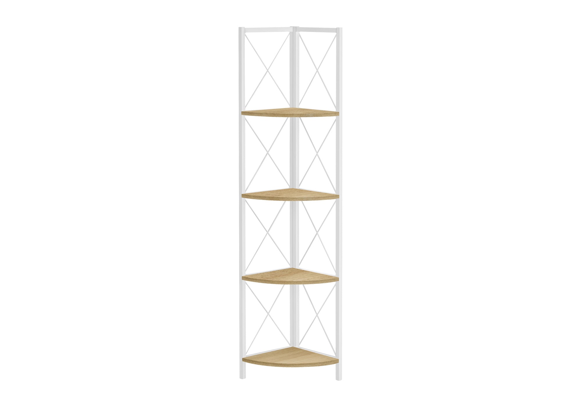 Bookcase - 60"H / Espresso / Black Metal Corner Etagere-Bookshelf-DECOROLALA