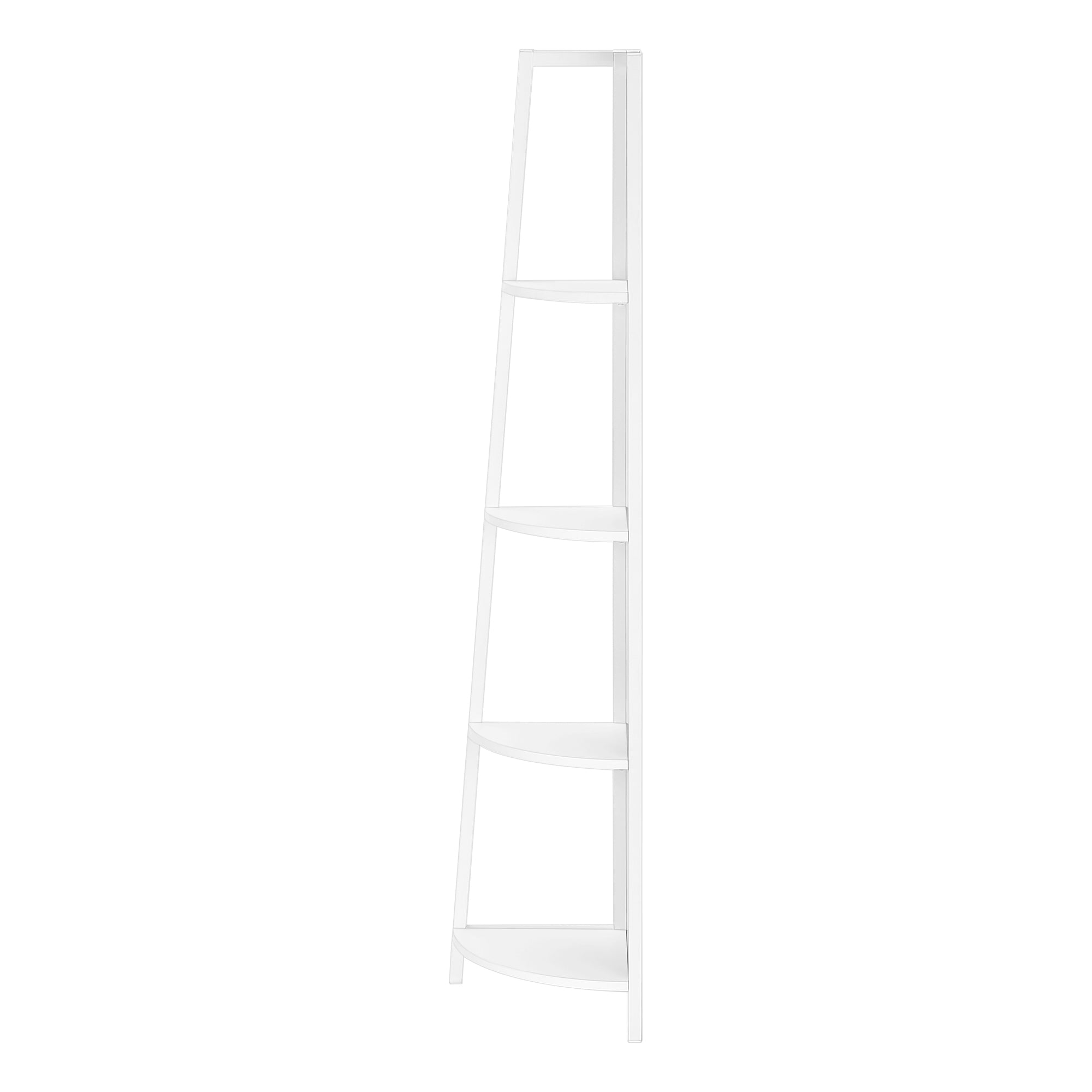 BOOKCASE - 60"H / WHITE / WHITE METAL CORNER ETAGERE-Bookshelf-DECOROLALA