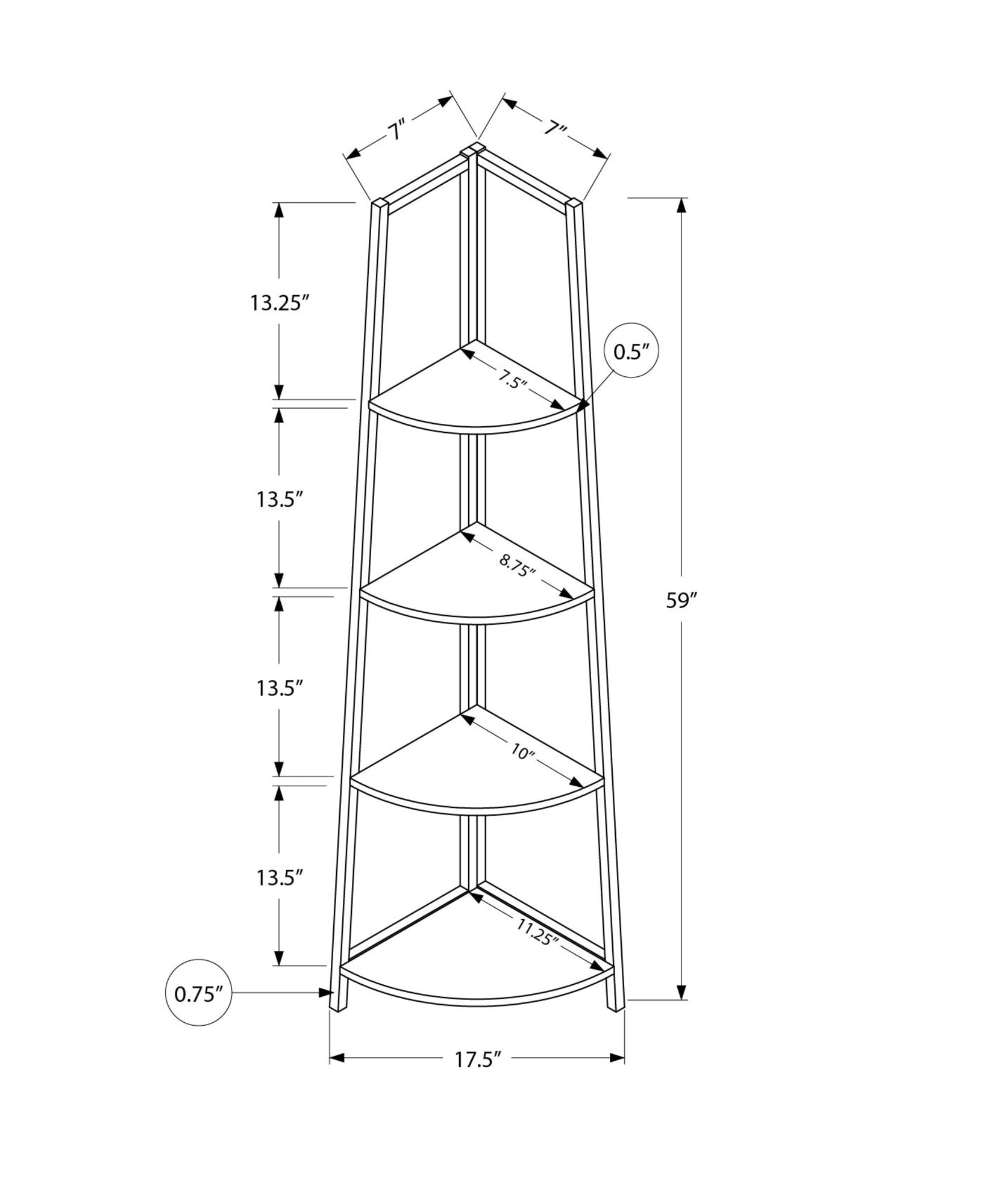 BOOKCASE - 60"H / WHITE / WHITE METAL CORNER ETAGERE-Bookshelf-DECOROLALA