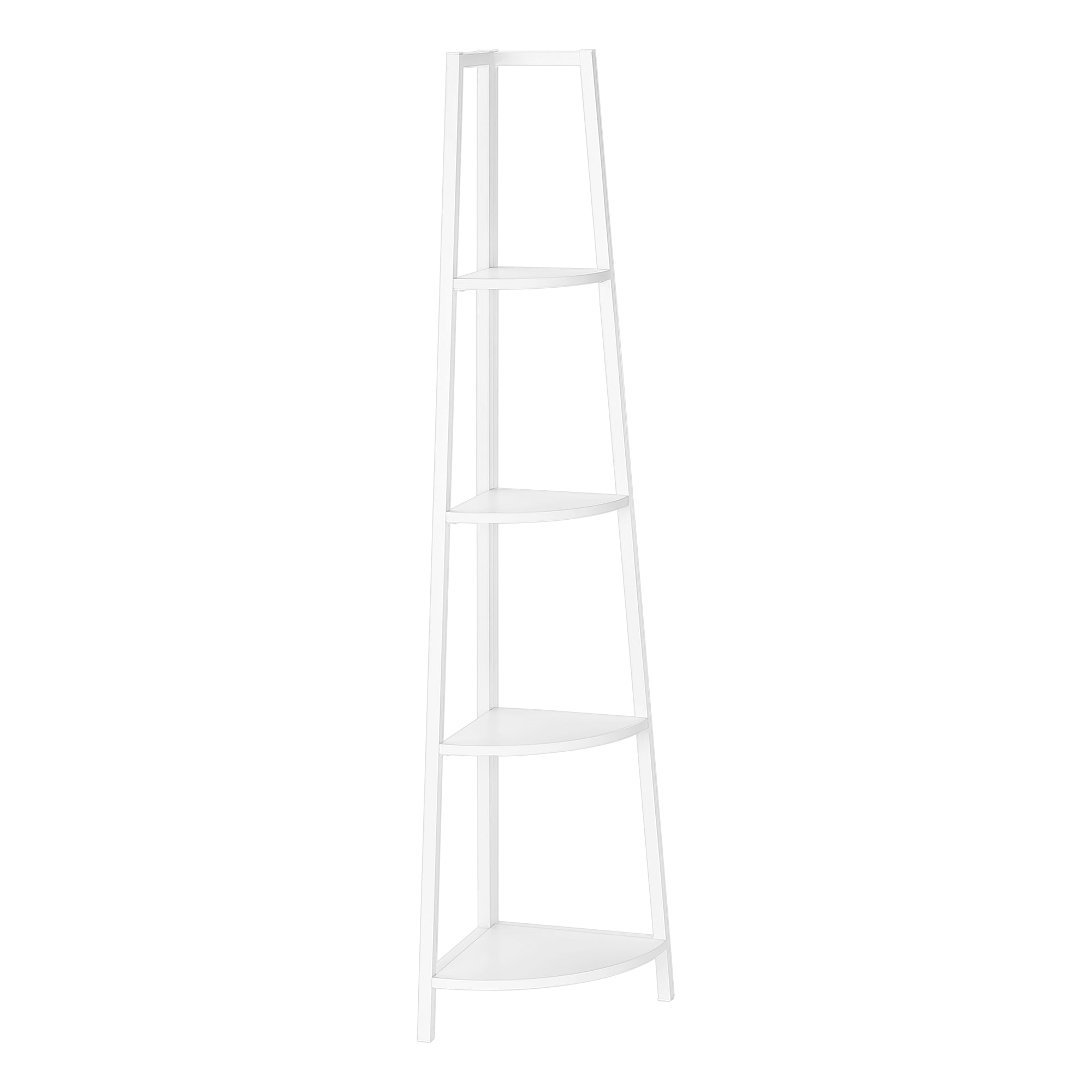 BOOKCASE - 60"H / WHITE / WHITE METAL CORNER ETAGERE-Bookshelf-DECOROLALA