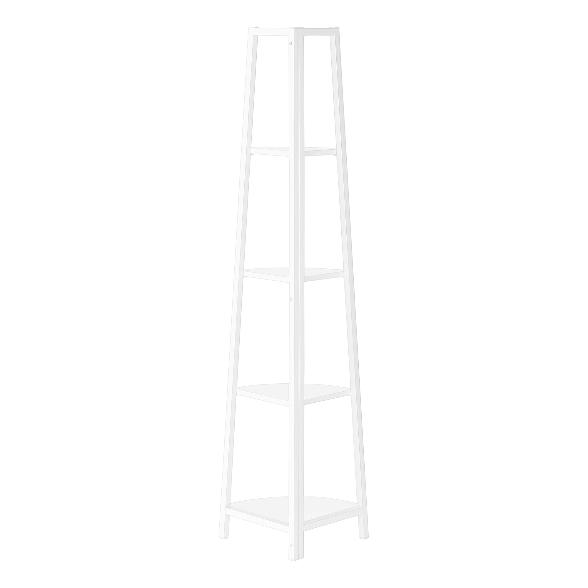 BOOKCASE - 60"H / WHITE / WHITE METAL CORNER ETAGERE-Bookshelf-DECOROLALA