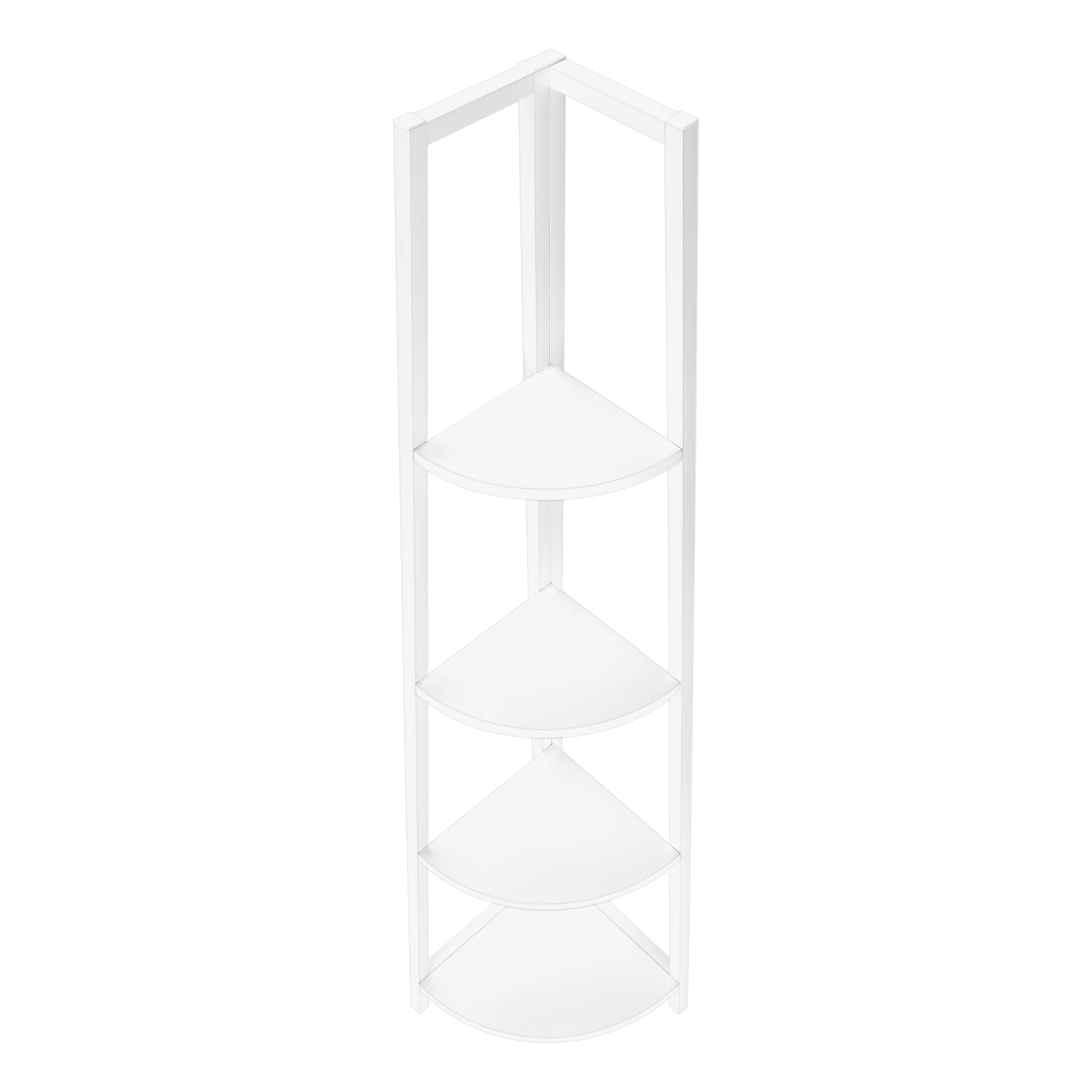 BOOKCASE - 60"H / WHITE / WHITE METAL CORNER ETAGERE-Bookshelf-DECOROLALA
