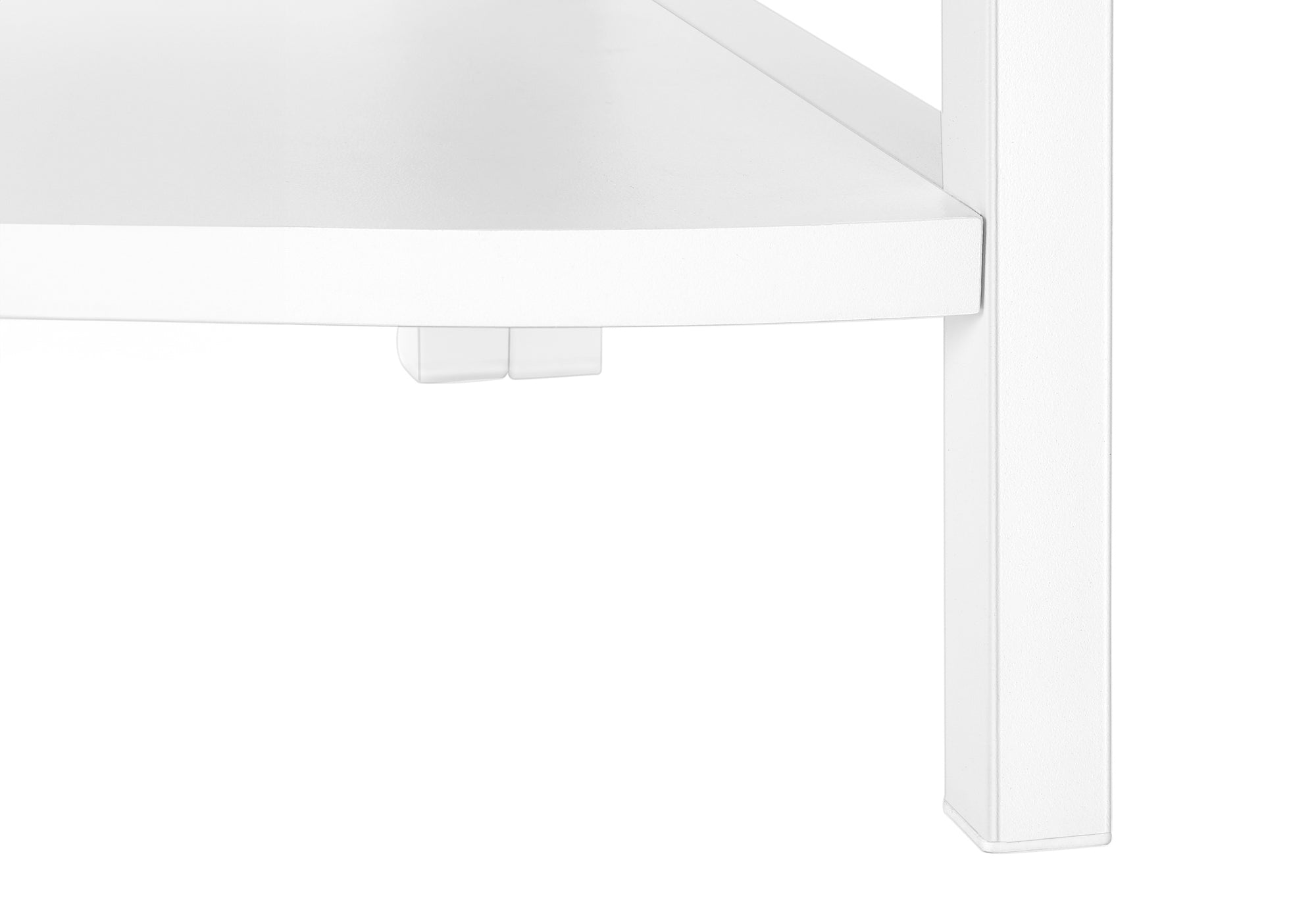 BOOKCASE - 60"H / WHITE / WHITE METAL CORNER ETAGERE-Bookshelf-DECOROLALA