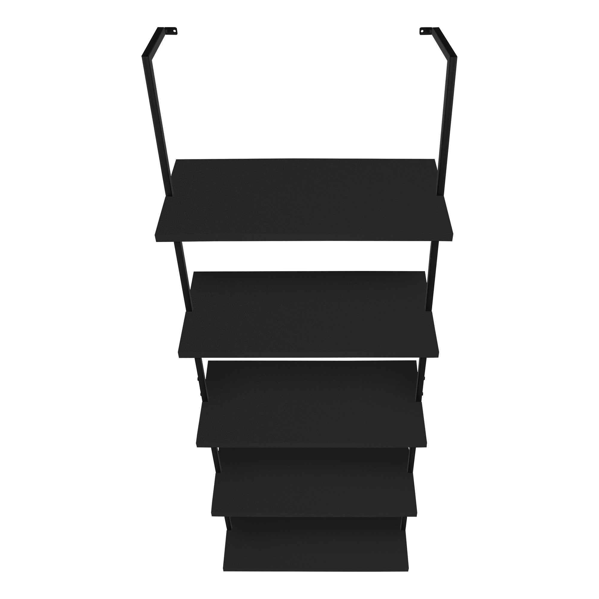 Bookcase - 72"H Ladder Grey / Black Metal-Bookshelf-DECOROLALA