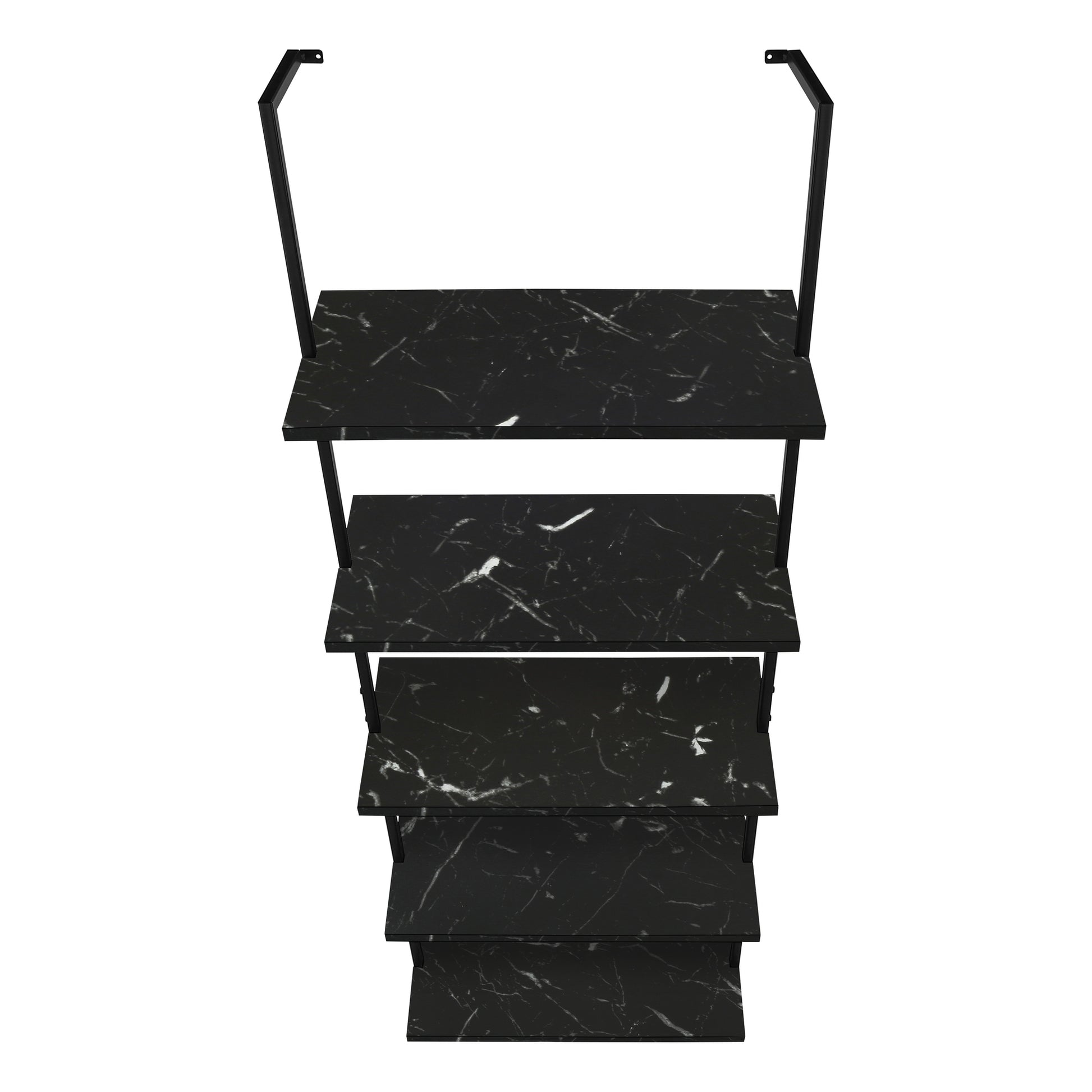 Bookcase - 72"H Ladder Grey / Black Metal-Bookshelf-DECOROLALA
