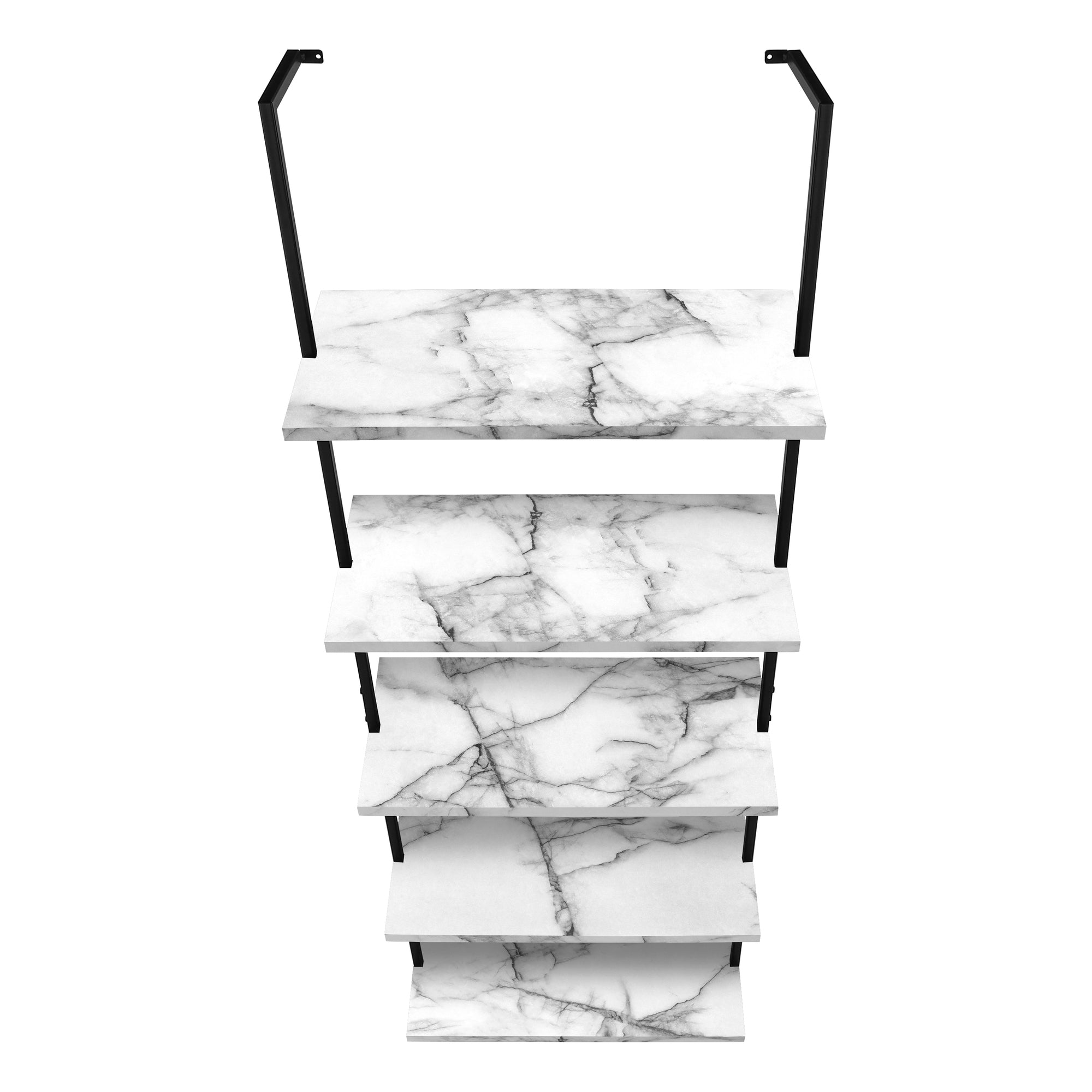 Bookcase - 72"H Ladder Grey / Black Metal-Bookshelf-DECOROLALA