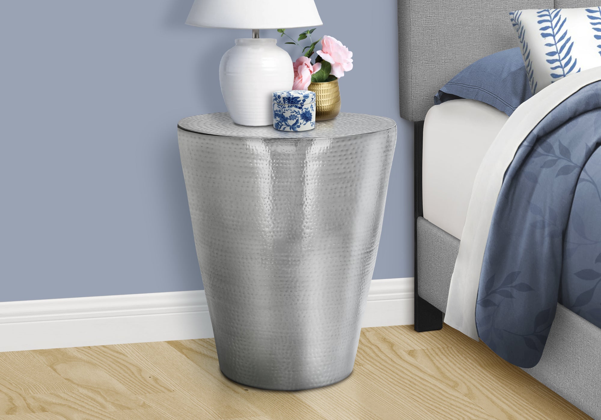 Accent Table - 22"H / Gold Iron Metal Drum End Table-Accent Table-DECOROLALA