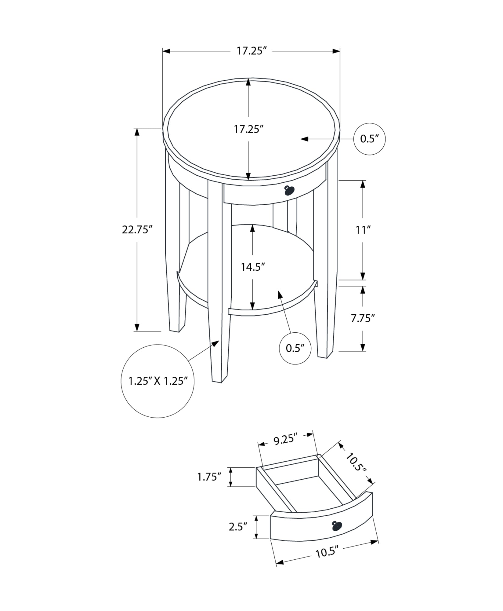 ACCENT TABLE - 23"H / ESPRESSO VENEER END TABLE-Accent Table-DECOROLALA