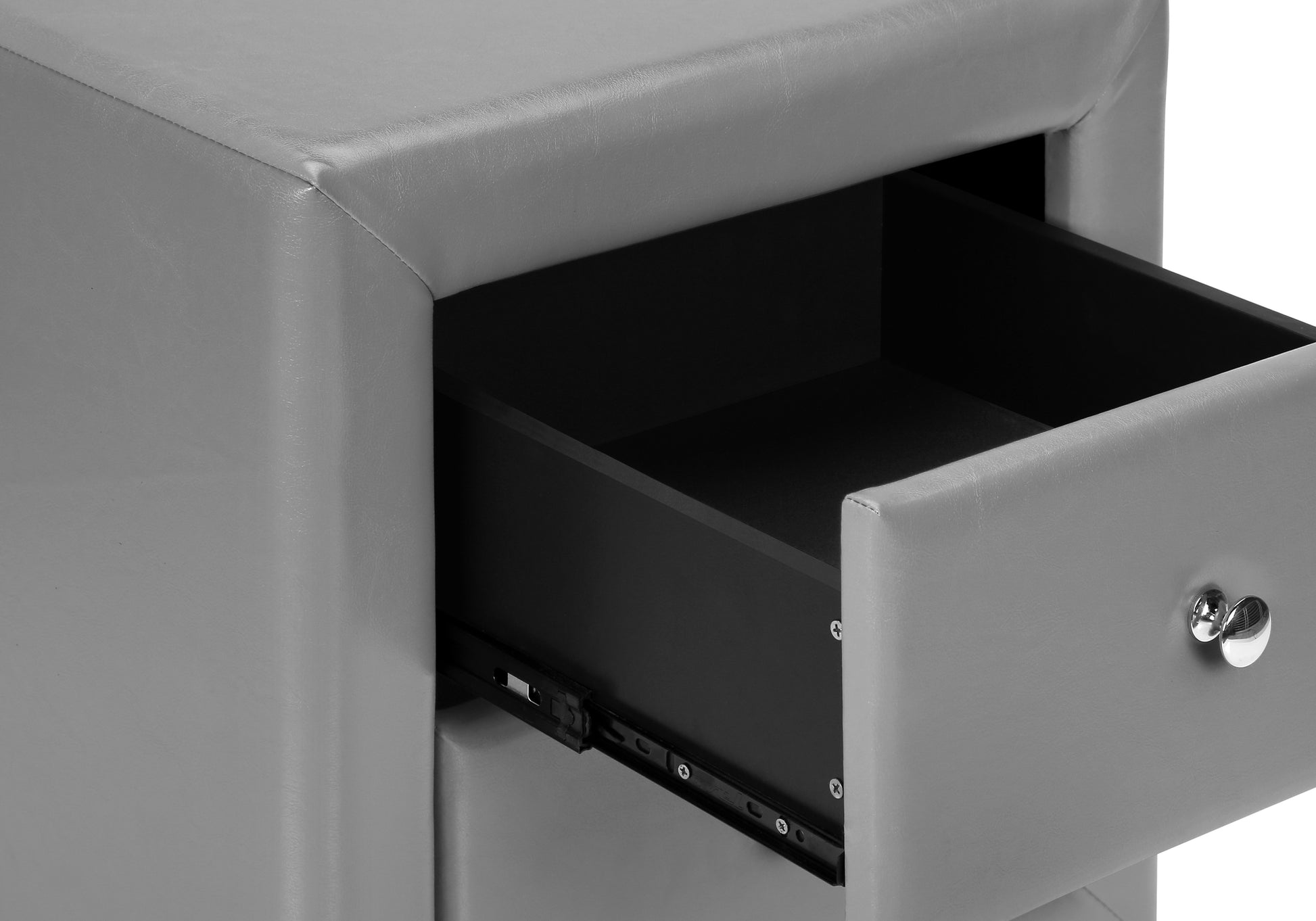 Nightstand - 21"H / Grey Leather-Look-Nightstands & Bedside Tables-DECOROLALA