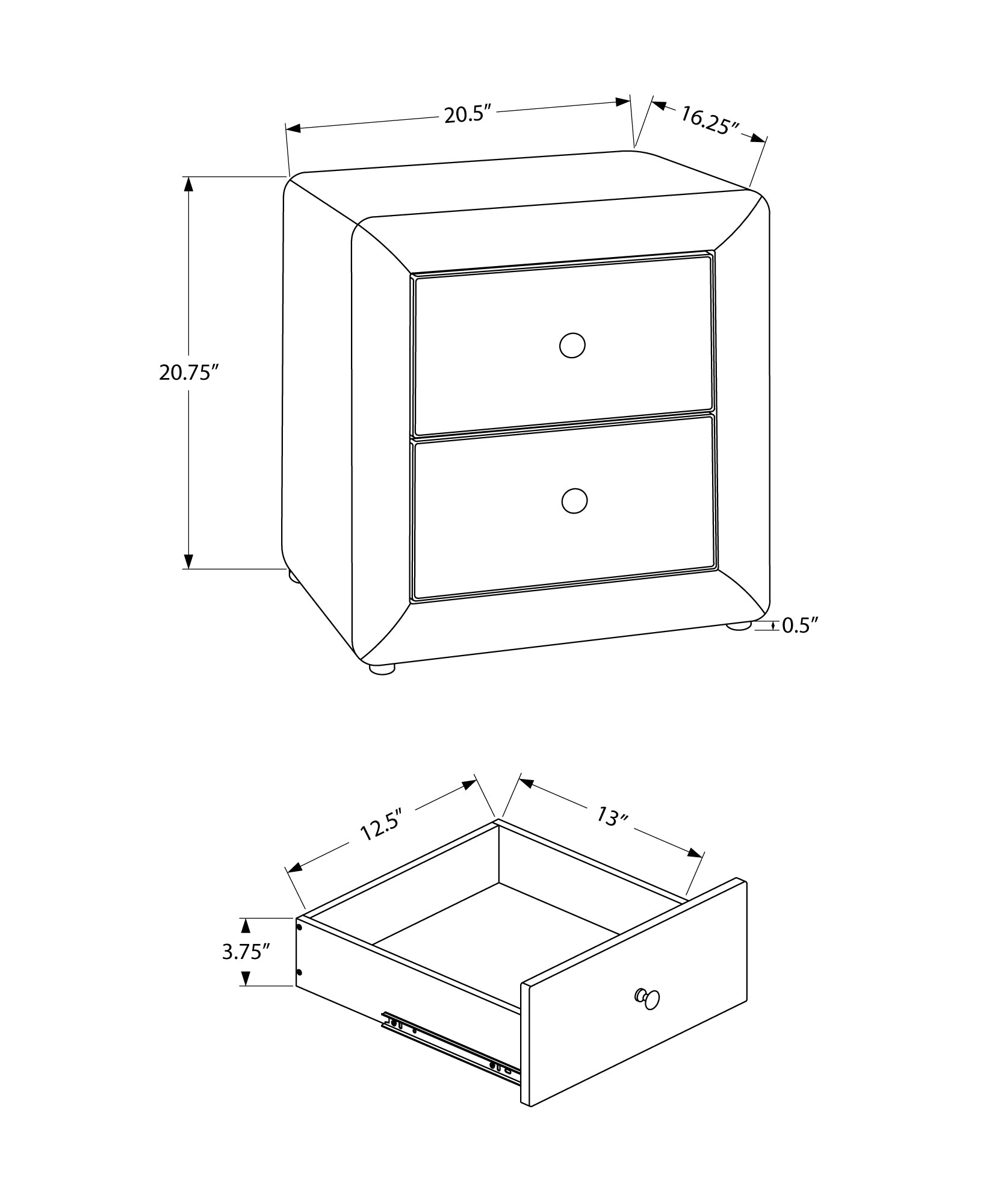 Nightstand - 21"H / Grey Leather-Look-Nightstands & Bedside Tables-DECOROLALA