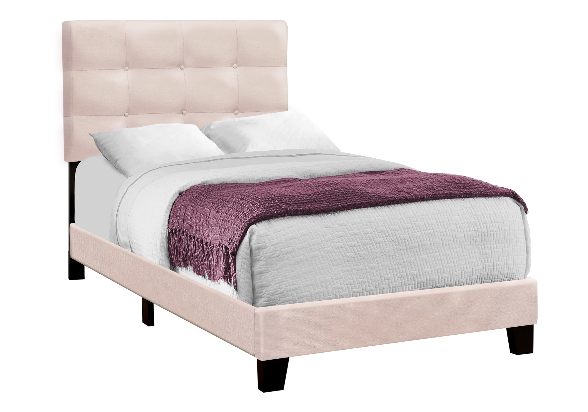Bed - Twin Size / Dark Grey Boucle Fabric-Standard Beds-DECOROLALA