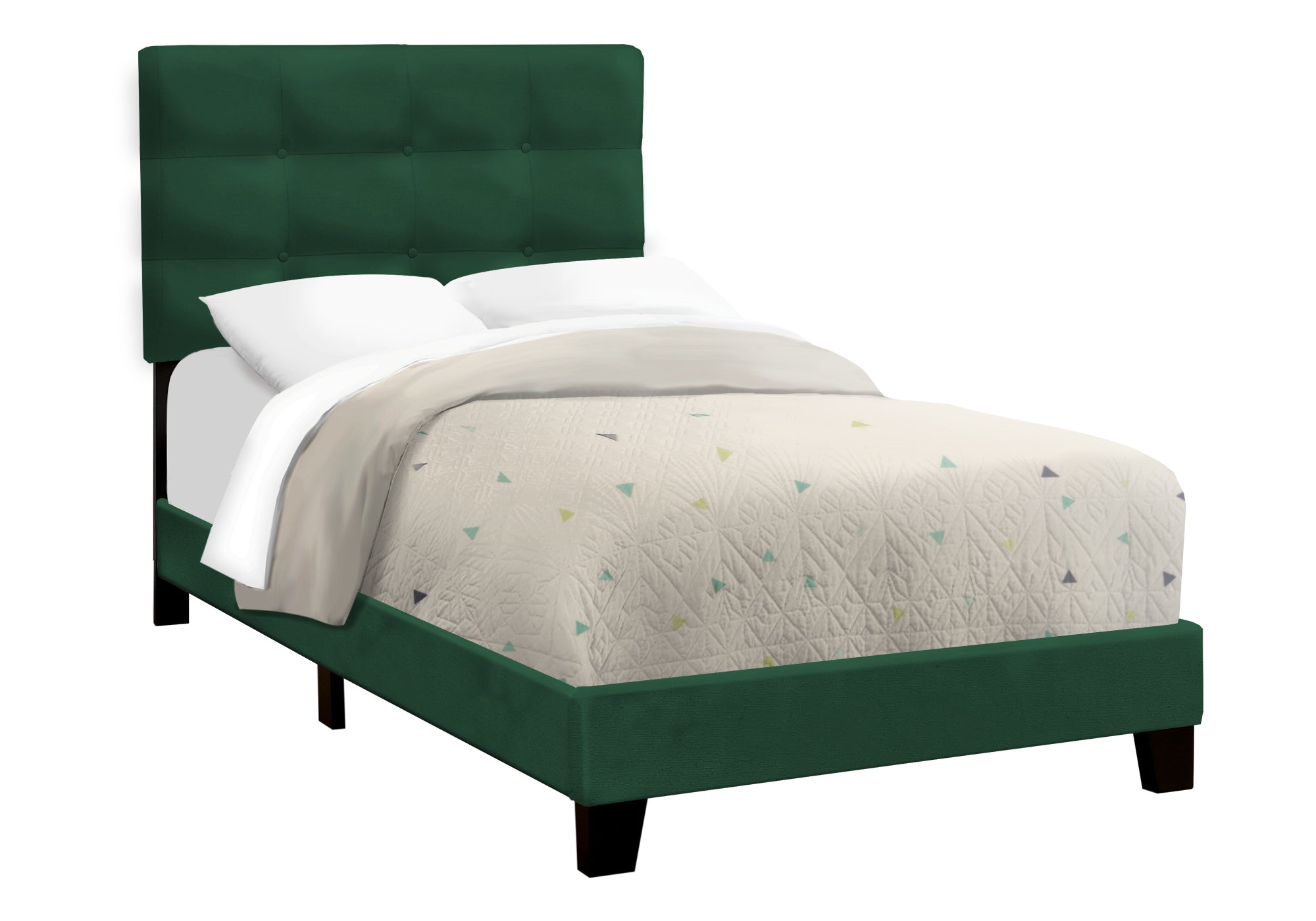 Bed - Twin Size / Dark Grey Boucle Fabric-Standard Beds-DECOROLALA