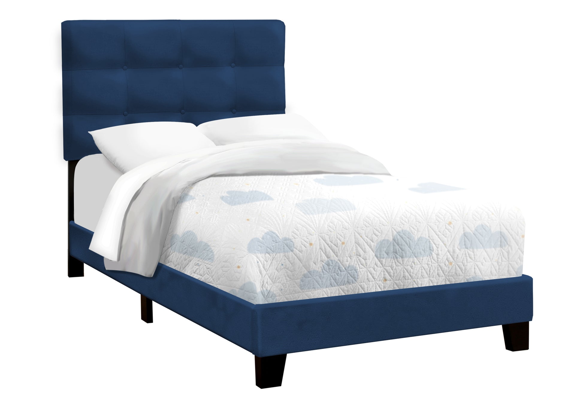 Bed - Twin Size / Dark Grey Boucle Fabric-Standard Beds-DECOROLALA