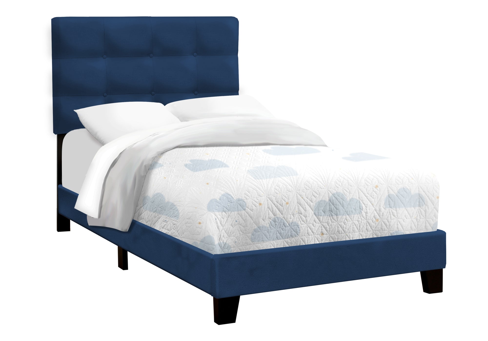 Bed - Twin Size / Dark Grey Boucle Fabric-Standard Beds-DECOROLALA