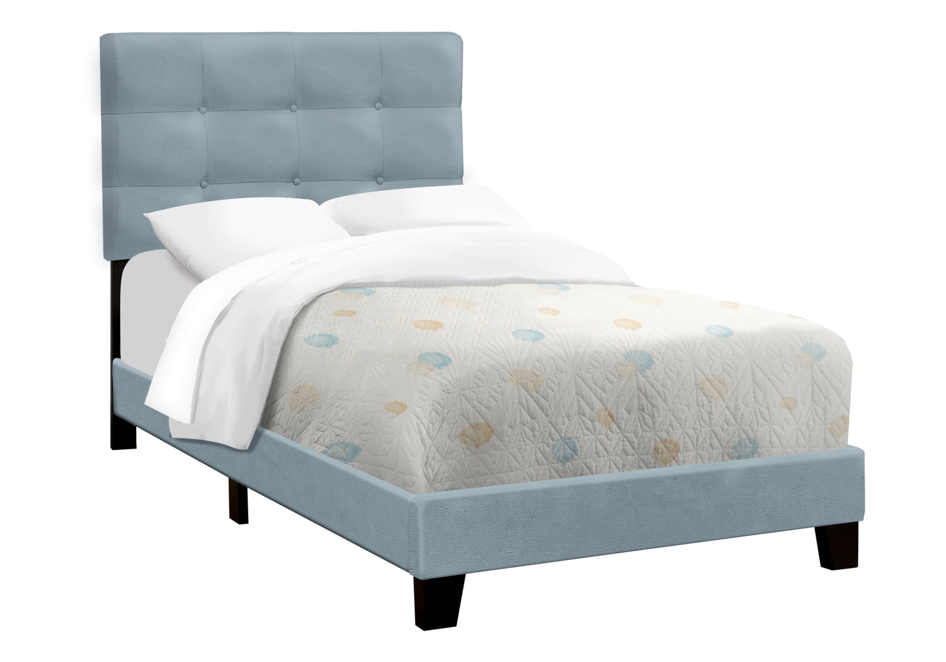 Bed - Twin Size / Dark Grey Boucle Fabric-Standard Beds-DECOROLALA