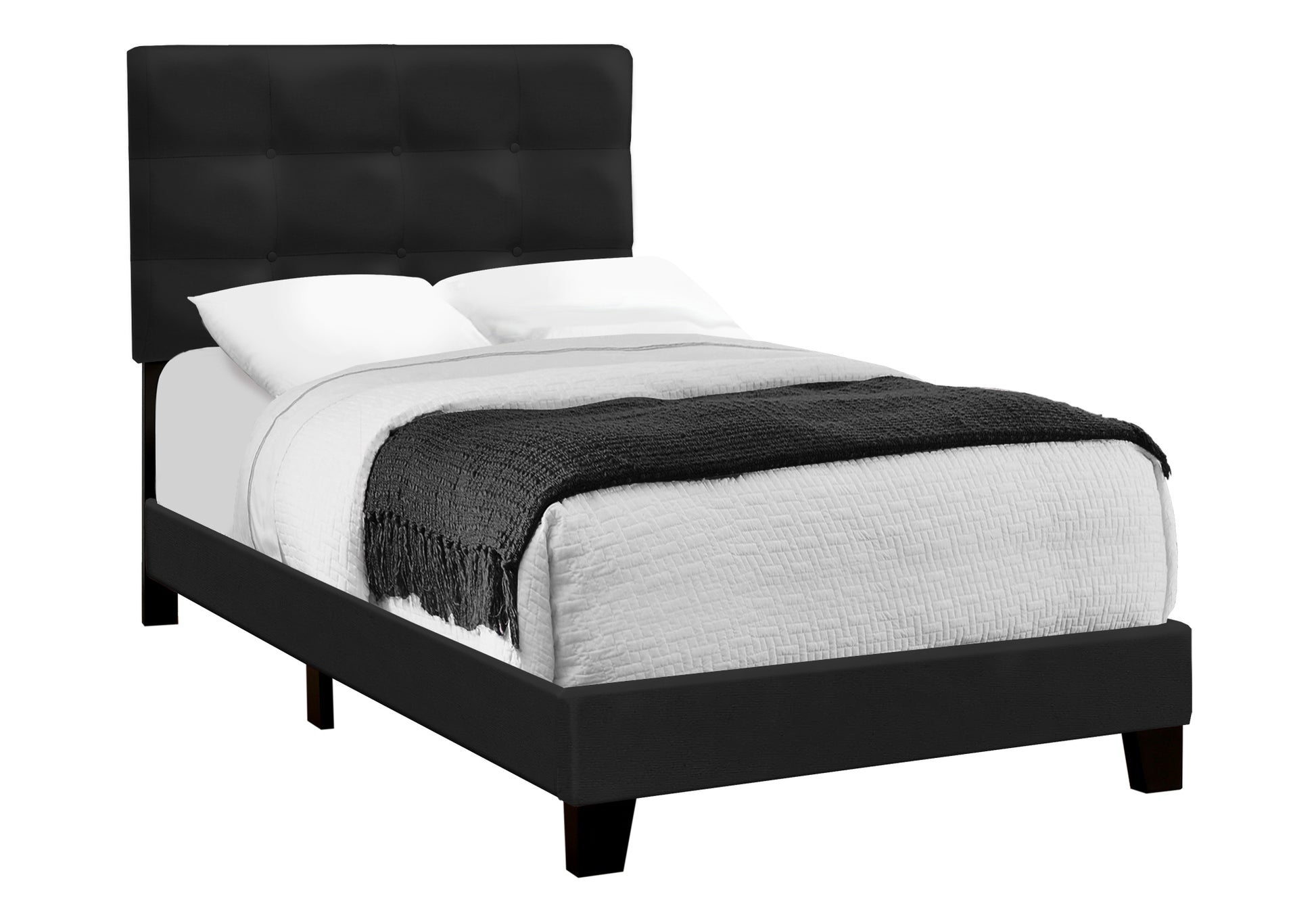 Bed - Twin Size / Dark Grey Boucle Fabric-Standard Beds-DECOROLALA