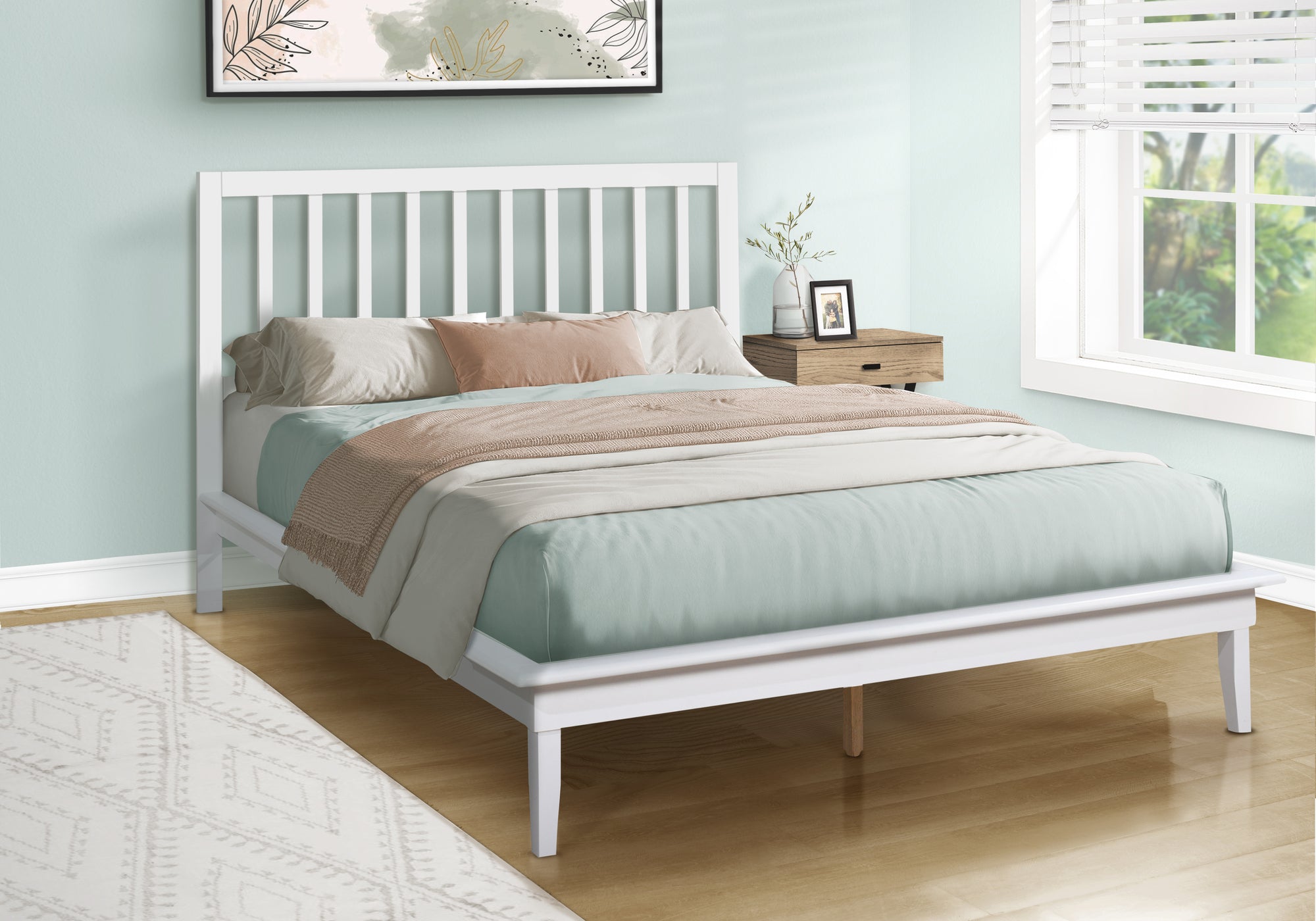 Bed - Queen Size / Black Solid Wood Platform-Standard Beds-DECOROLALA