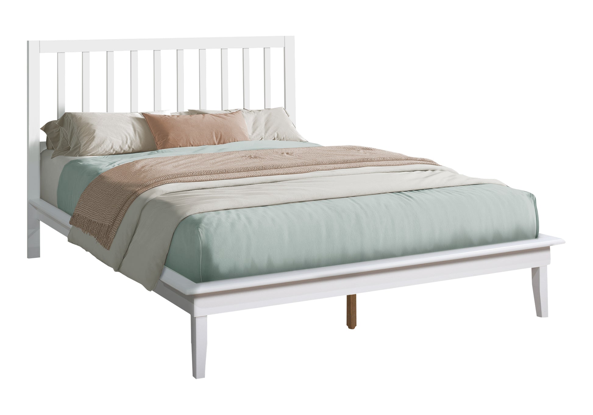 Bed - Queen Size / Black Solid Wood Platform-Standard Beds-DECOROLALA