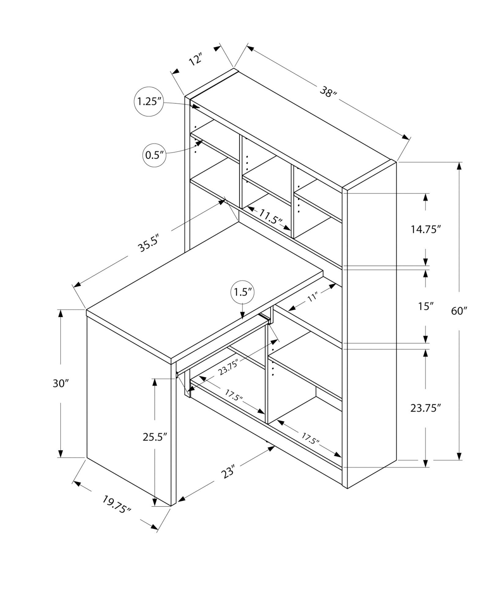 Computer Desk - Dark Taupe Left Or Right Facing Corner-Filing Cabinet-DECOROLALA