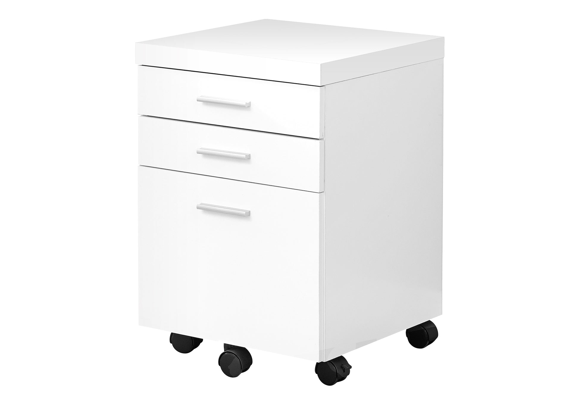 Filing Cabinet - 3 Drawer / White On Castors-Computer Desk-DECOROLALA