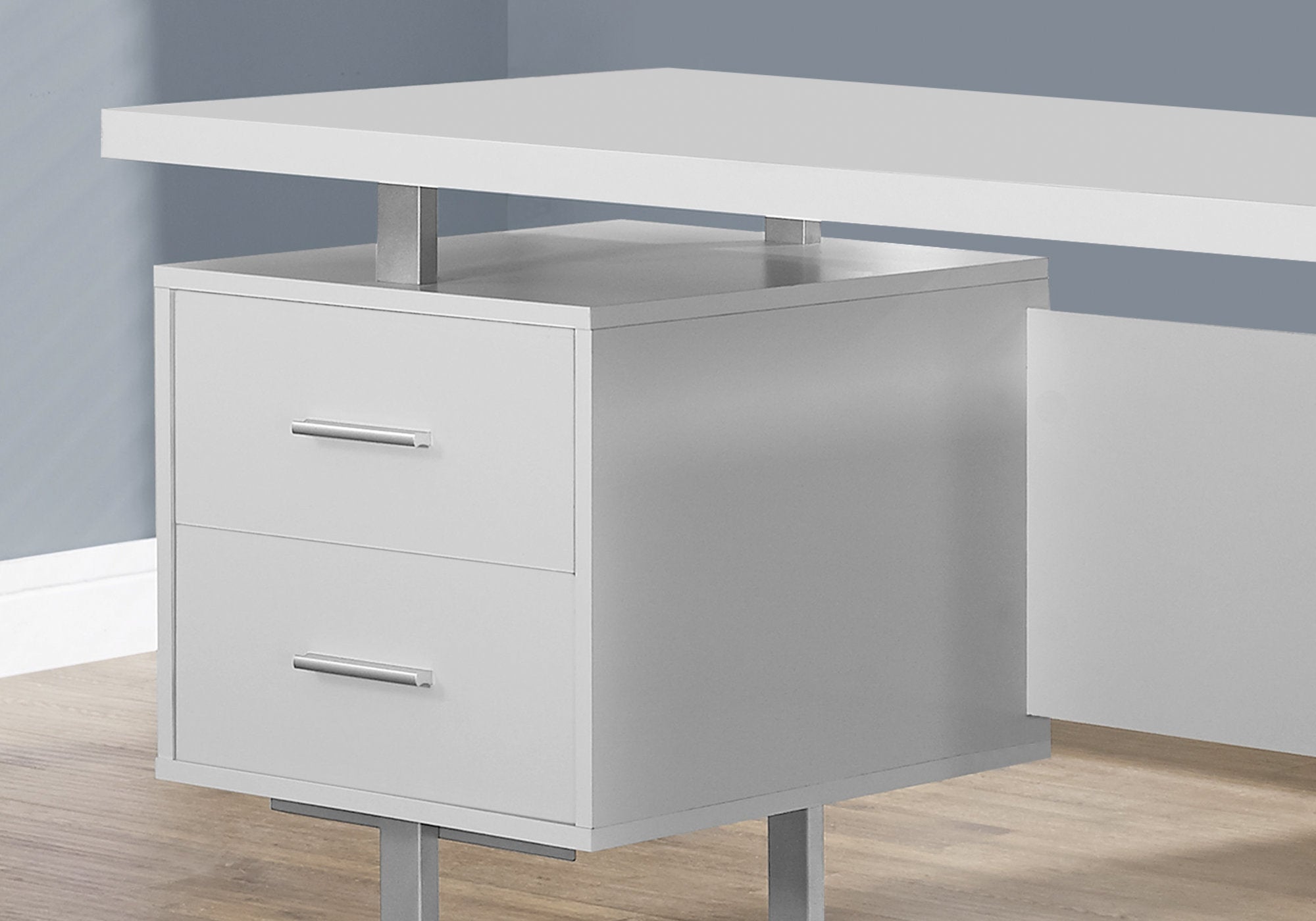 Computer Desk - 60"L / Espresso / Silver Metal-Computer Desk-DECOROLALA