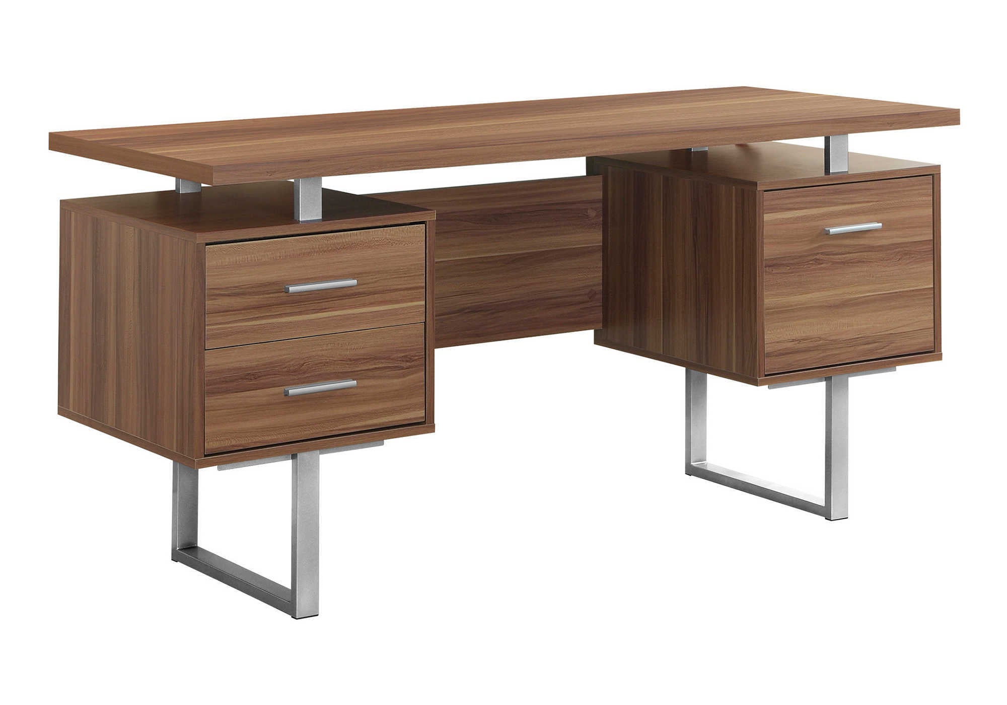 Computer Desk - 60"L / Espresso / Silver Metal-Computer Desk-DECOROLALA