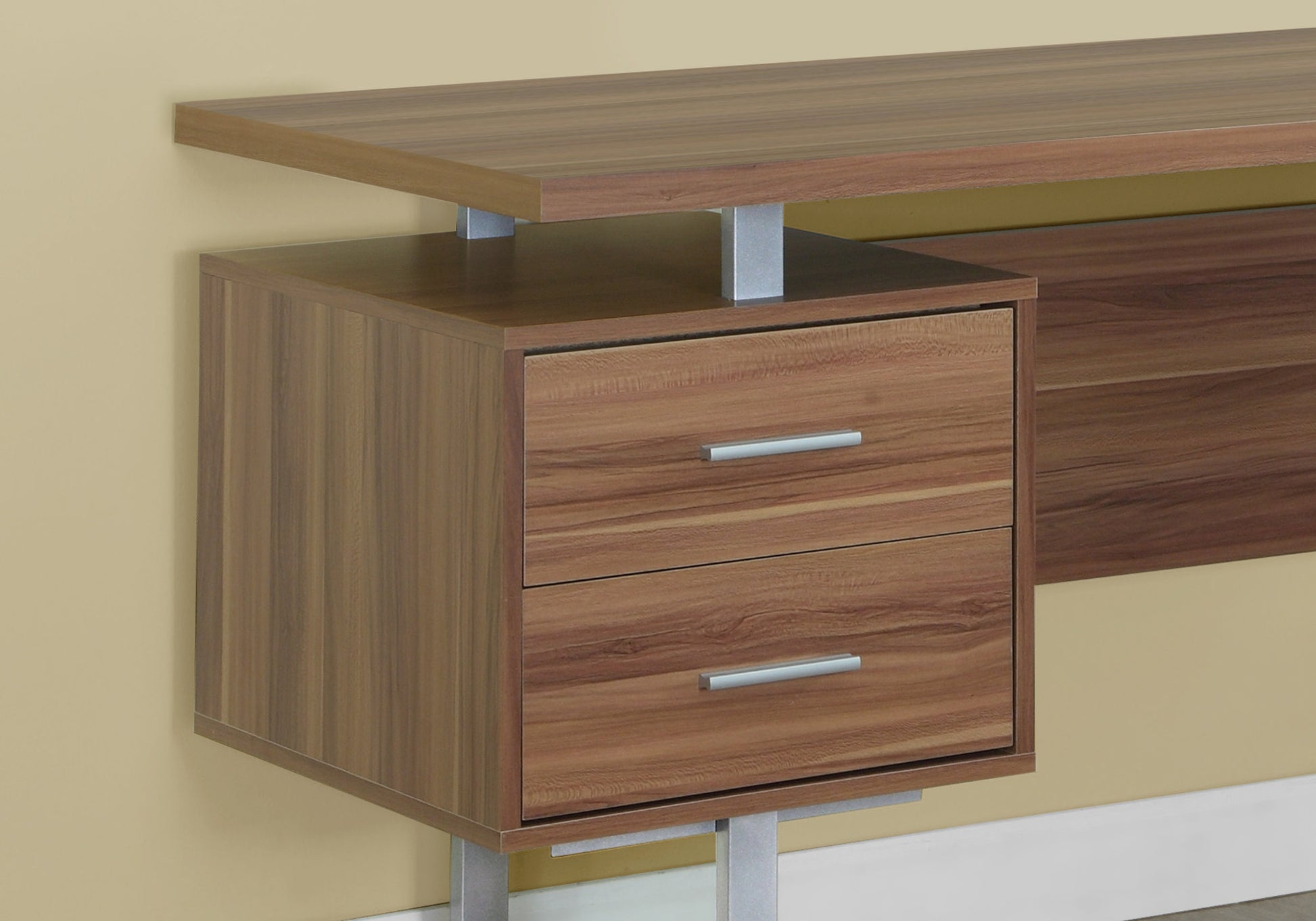Computer Desk - 60"L / Espresso / Silver Metal-Computer Desk-DECOROLALA