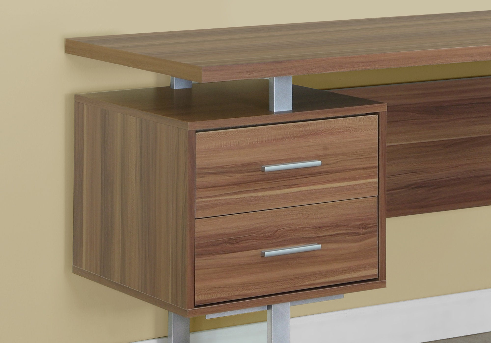 Computer Desk - 60"L / Espresso / Silver Metal-Computer Desk-DECOROLALA