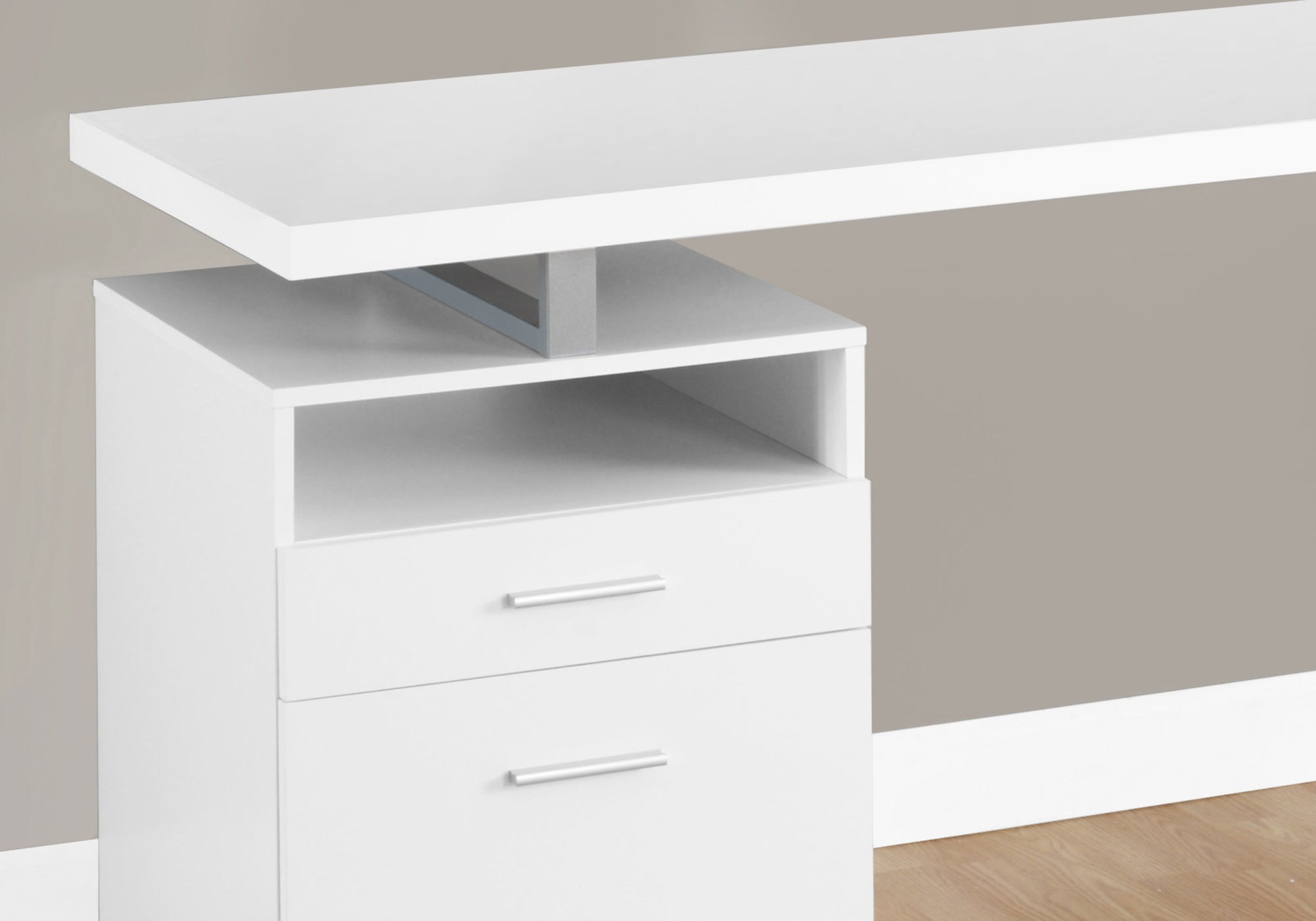 Computer Desk - 60"L / Espresso / Silver Metal-Bookshelf-DECOROLALA