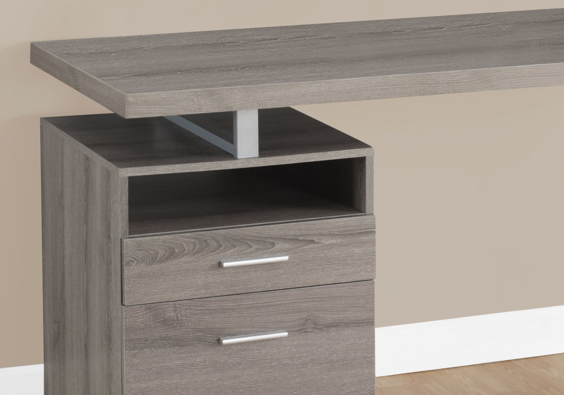Computer Desk - 60"L / Espresso / Silver Metal-Bookshelf-DECOROLALA