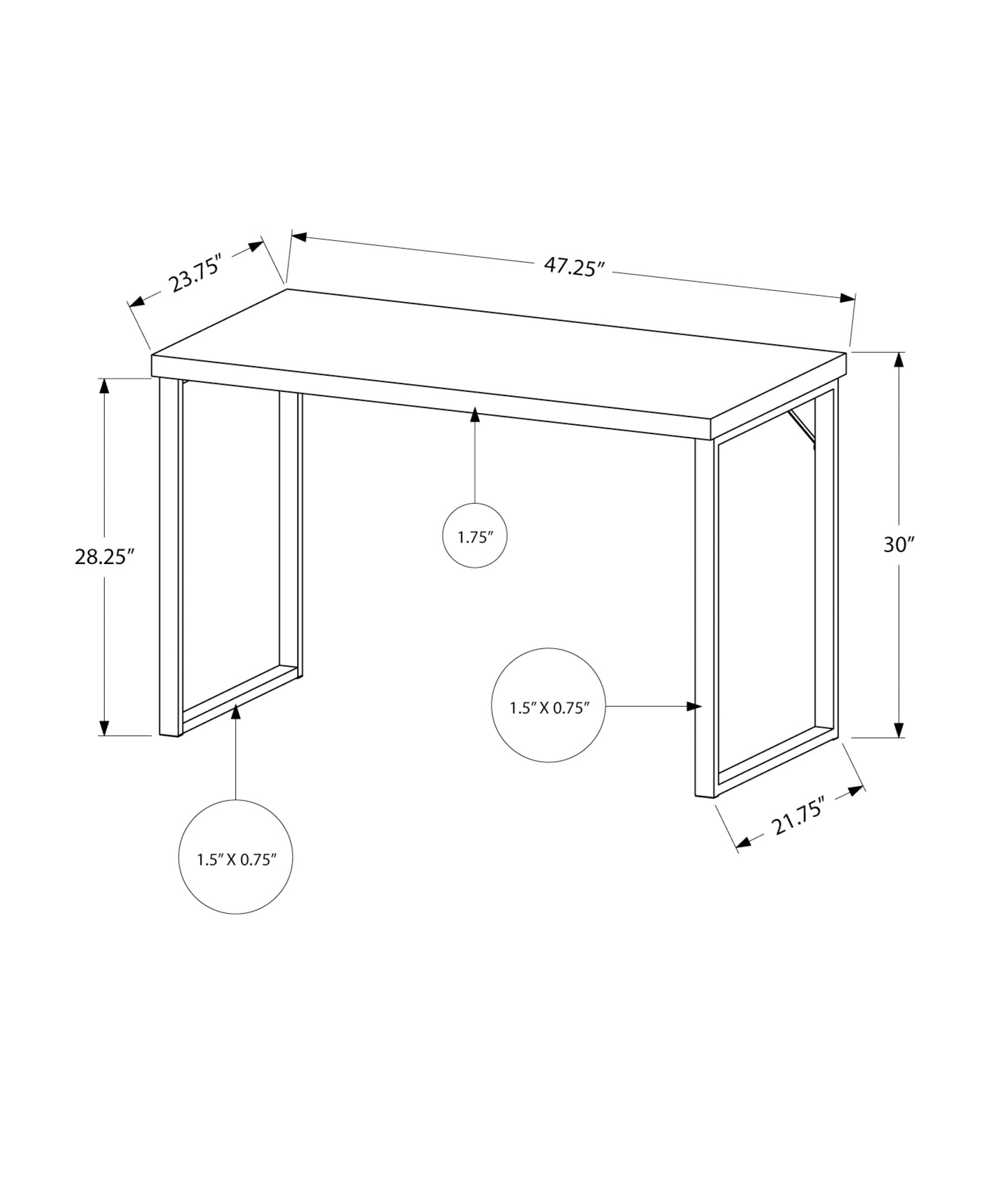 COMPUTER DESK - 48"L / WHITE / SILVER METAL-Computer Desk-DECOROLALA