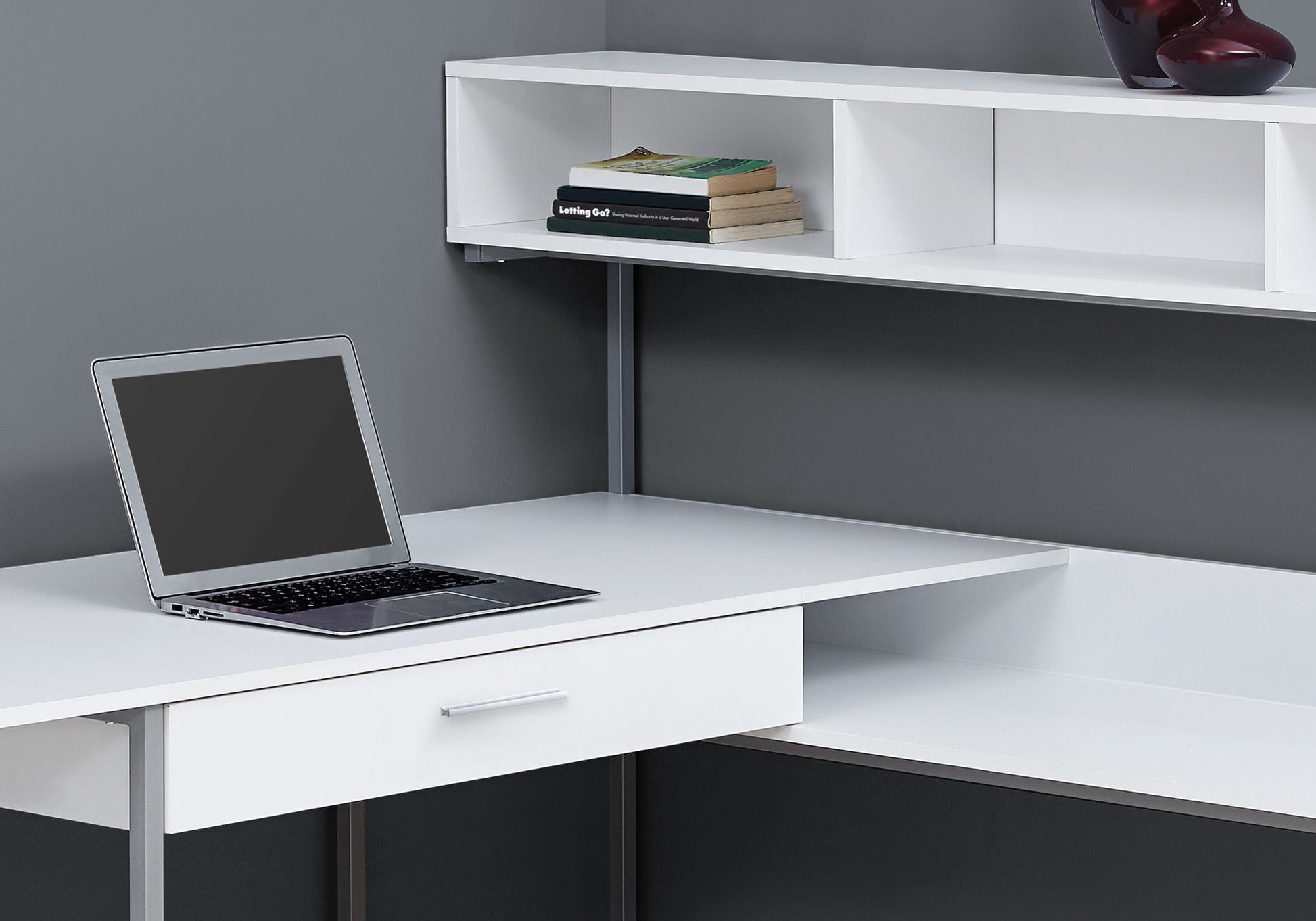 Computer Desk - Grey / Black Metal Corner-Office Chair-DECOROLALA