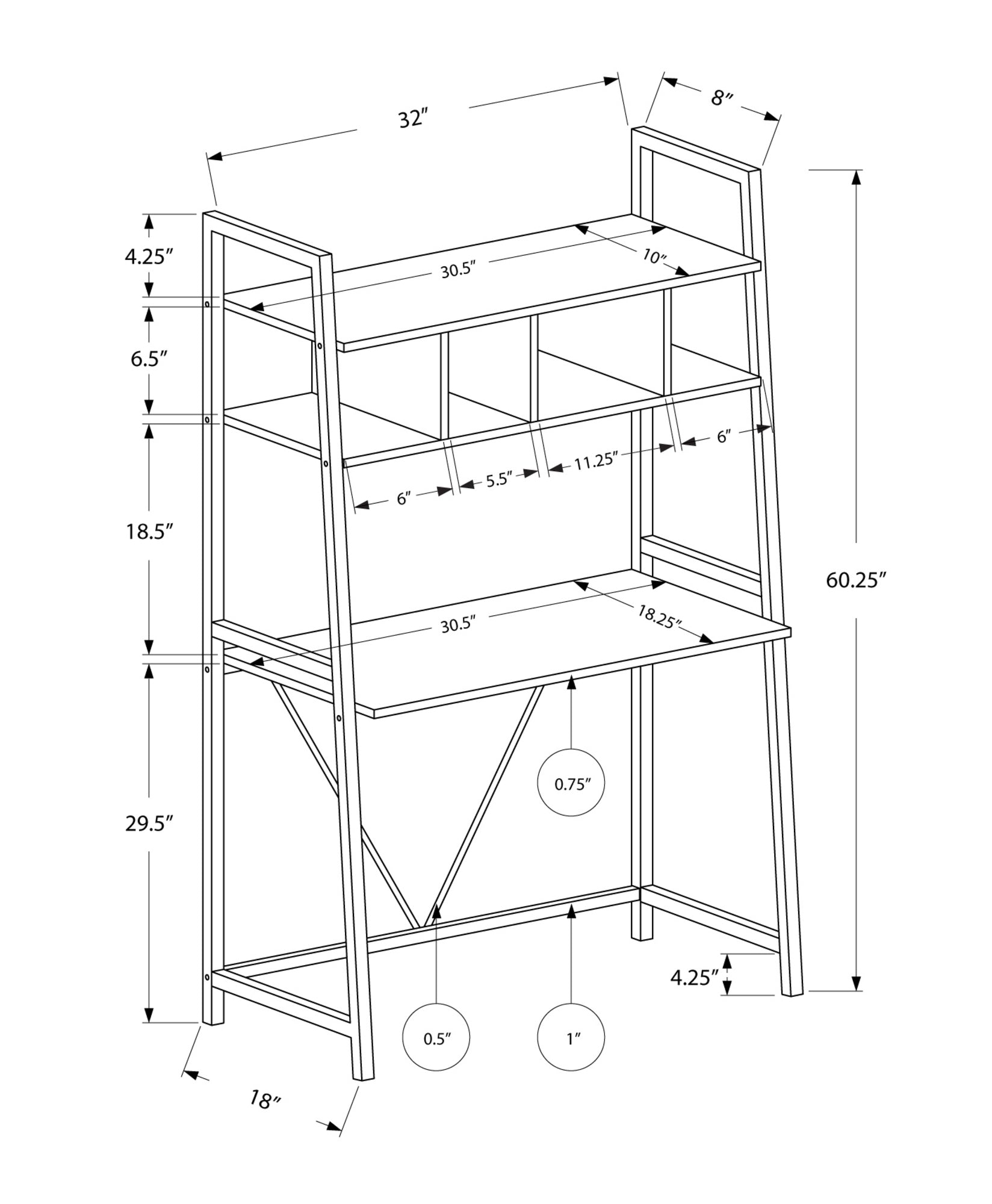 COMPUTER DESK - 32"L / WHITE TOP / WHITE METAL-Computer Desk-DECOROLALA