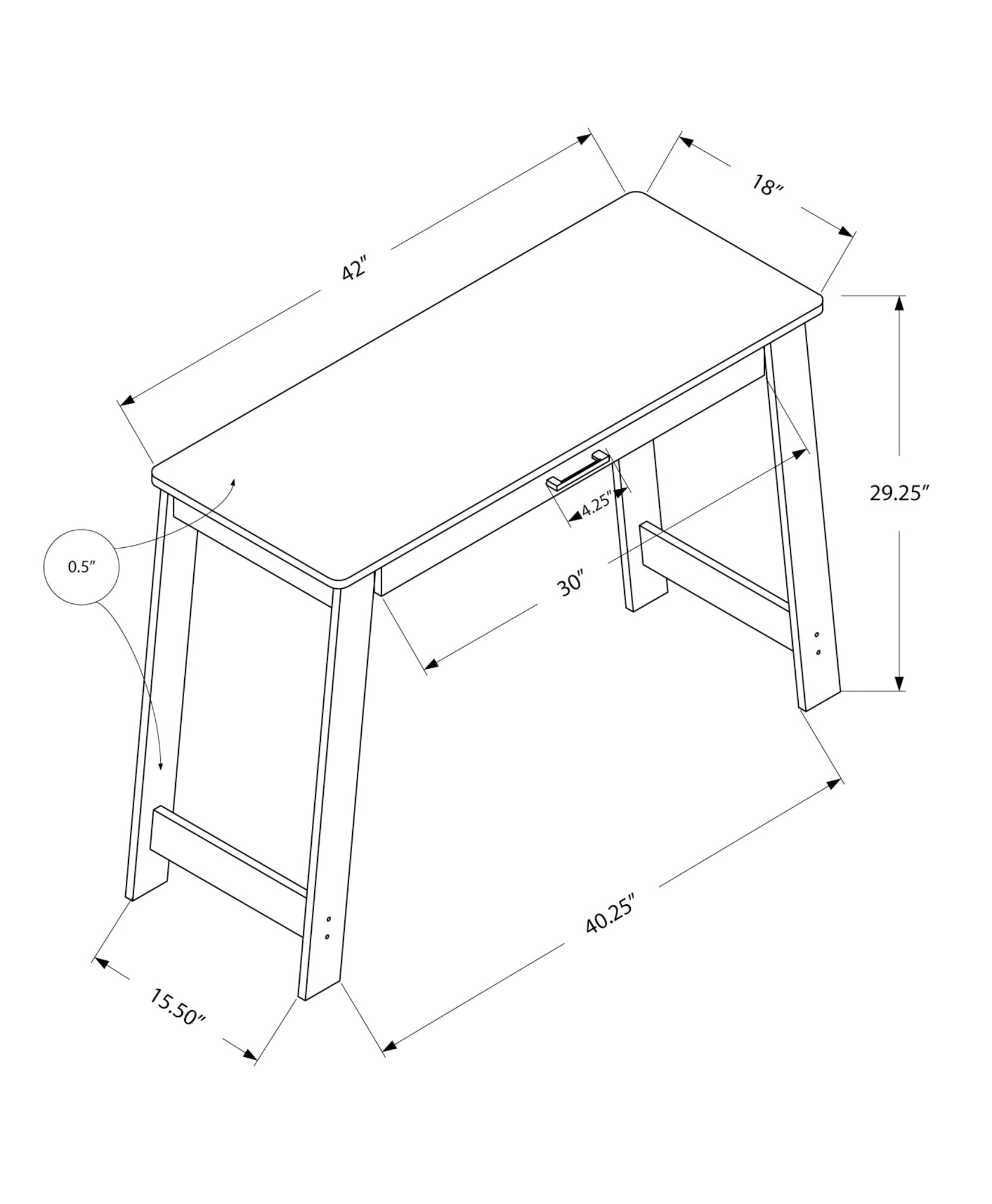 Computer Desk - 42"L / Espresso With A Storage Drawer-Office Chair-DECOROLALA