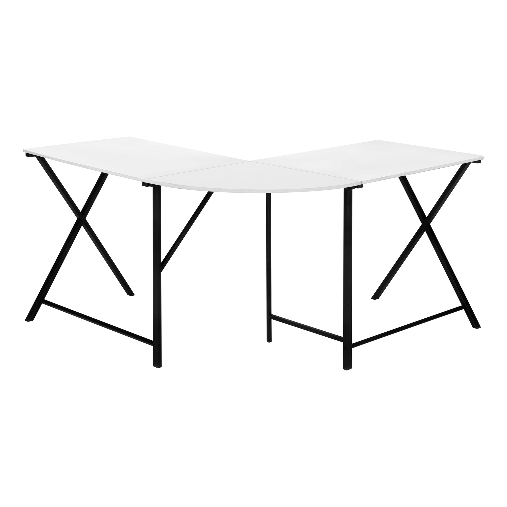 Computer Desk - 55"L / White Top / Black Metal Corner-Computer Desk-DECOROLALA