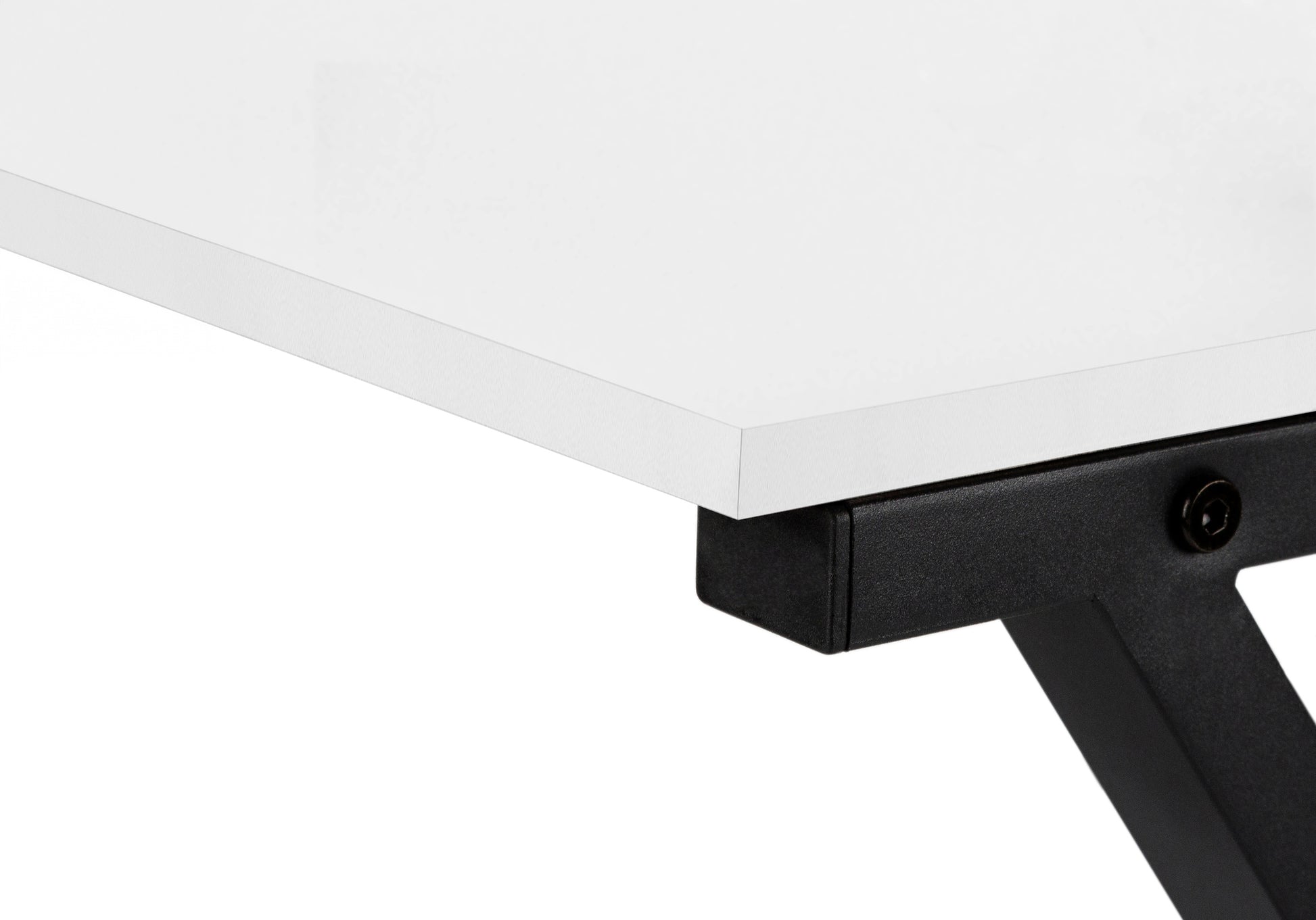 Computer Desk - 55"L / White Top / Black Metal Corner-Computer Desk-DECOROLALA