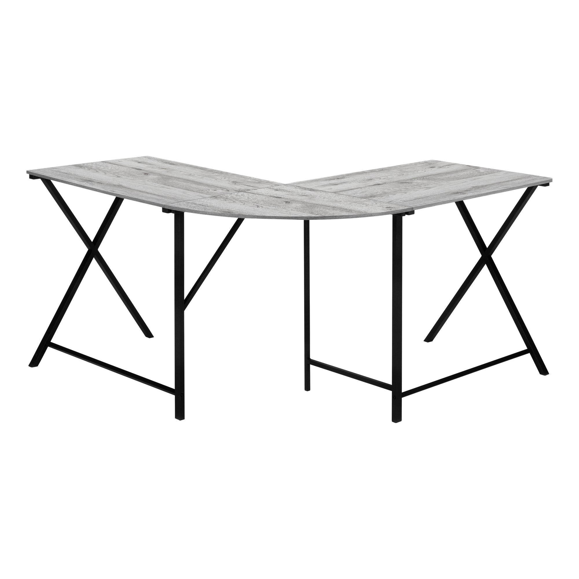 Computer Desk - 55"L / White Top / Black Metal Corner-Computer Desk-DECOROLALA