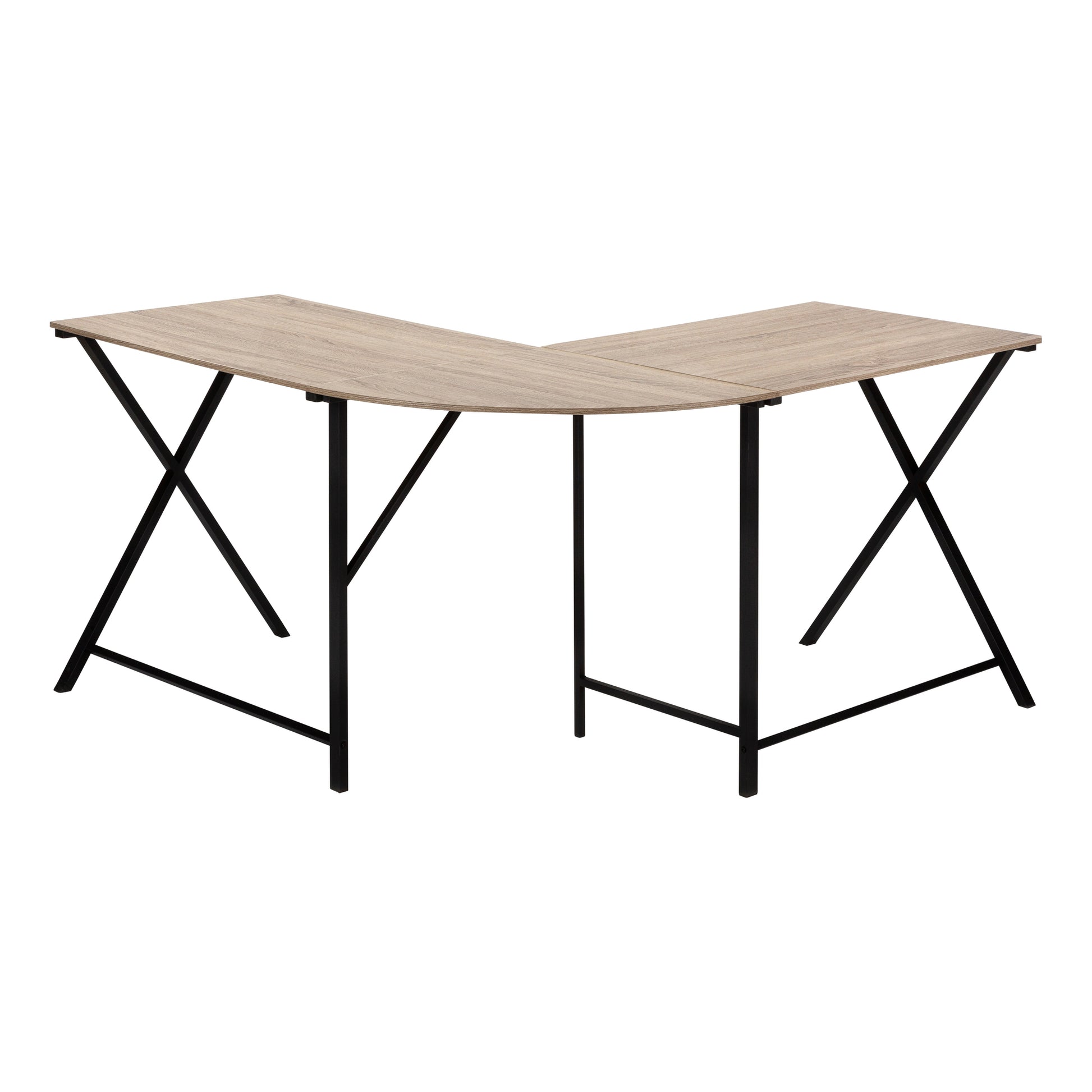 Computer Desk - 55"L / White Top / Black Metal Corner-Computer Desk-DECOROLALA
