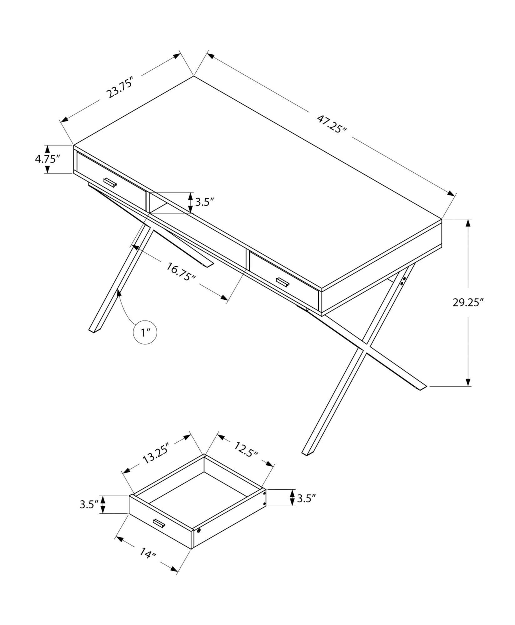 Computer Desk - 48"L / Espresso / Gold Metal-Computer Desk-DECOROLALA