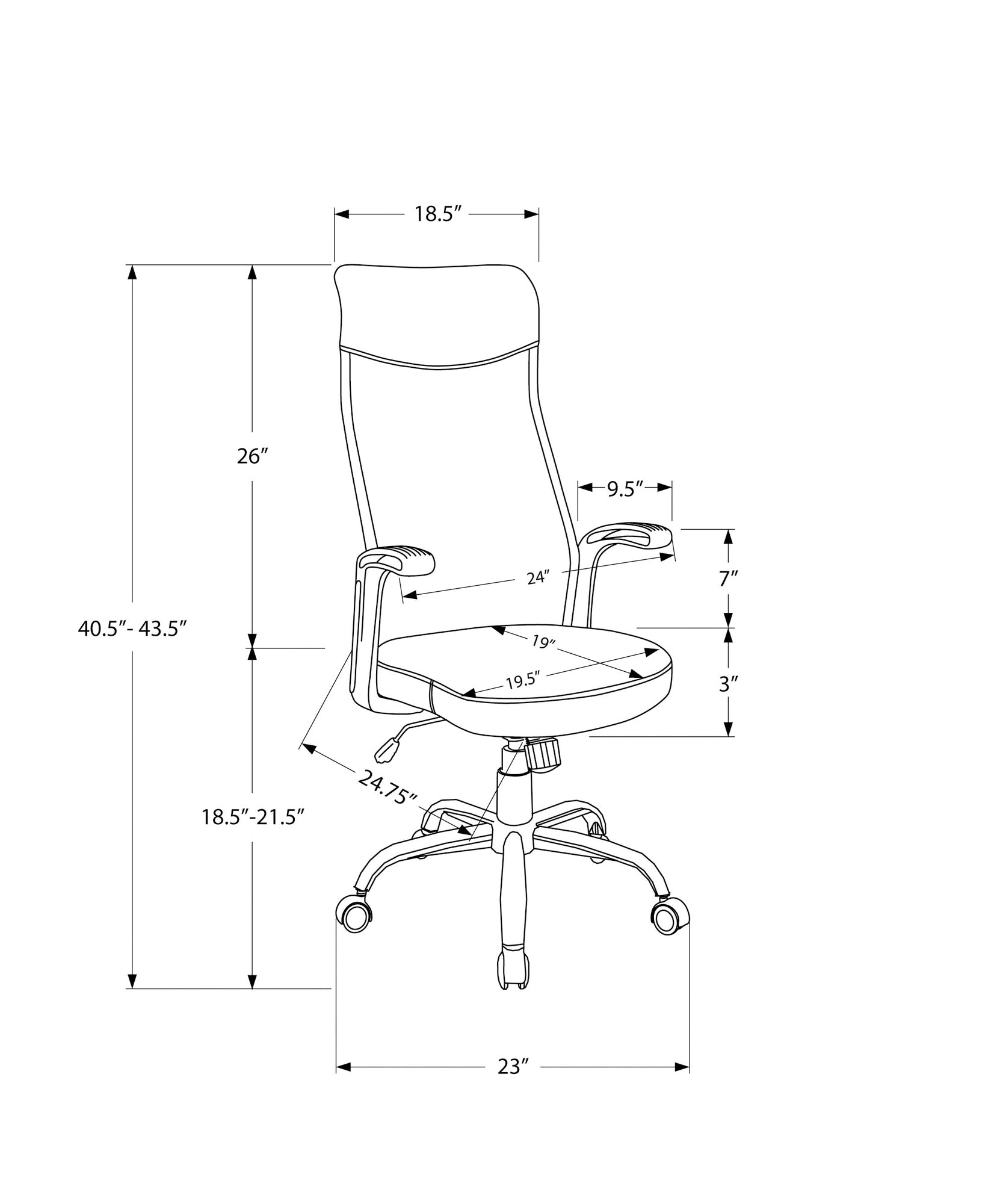 Office Chair - Black / Black Fabric / Multi Position-Office Chair-DECOROLALA