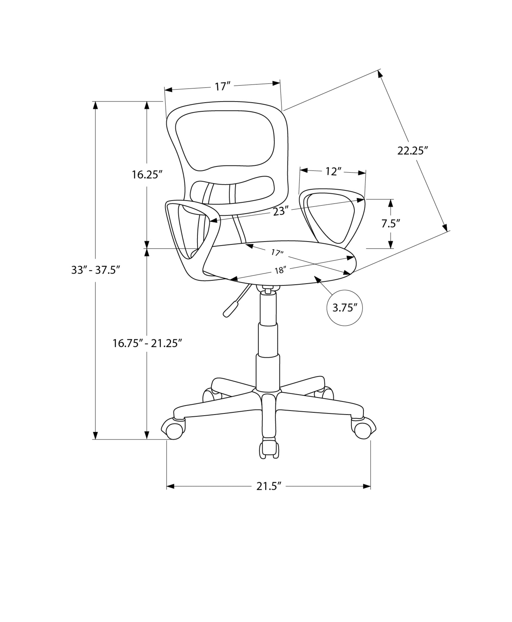 Office Chair - Black Mesh Juvenile / Multi-Position-Computer Desk-DECOROLALA