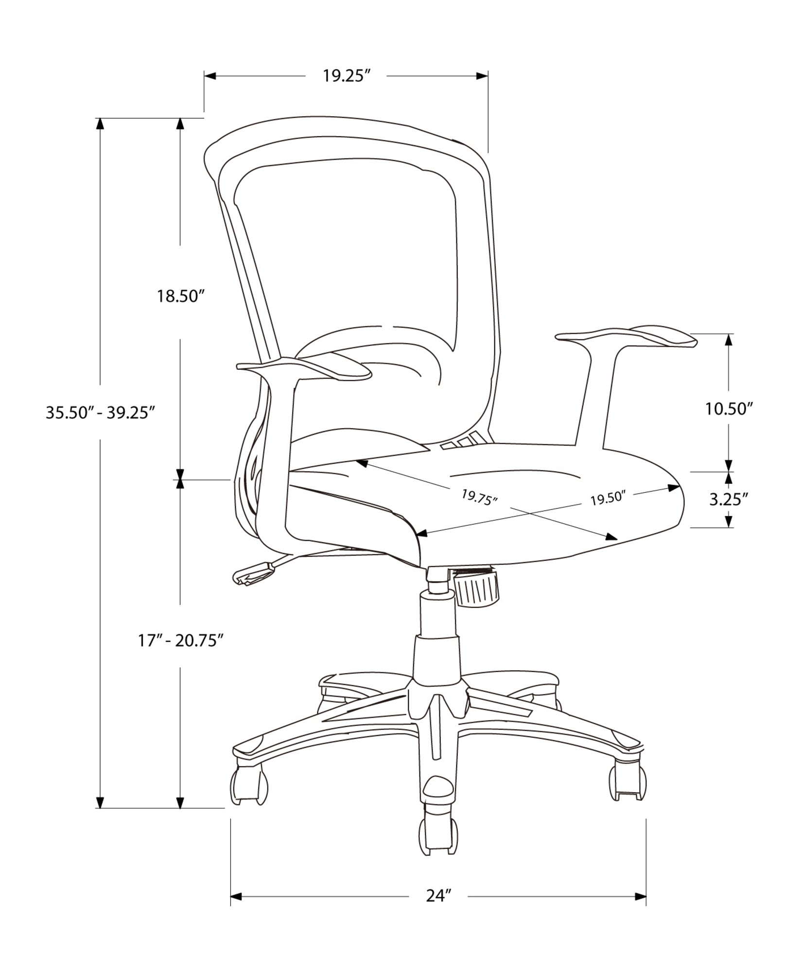 OFFICE CHAIR - BLACK MESH MID-BACK / MULTI-POSITION-Computer Desk-DECOROLALA