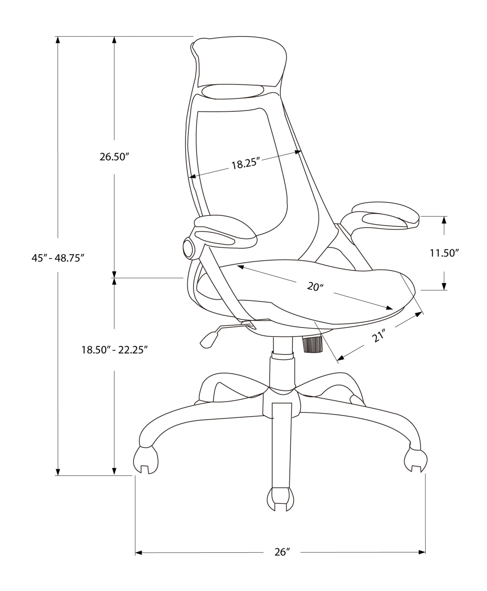 Office Chair - Black Mesh / Chrome High-Back Executive-Computer Desk-DECOROLALA