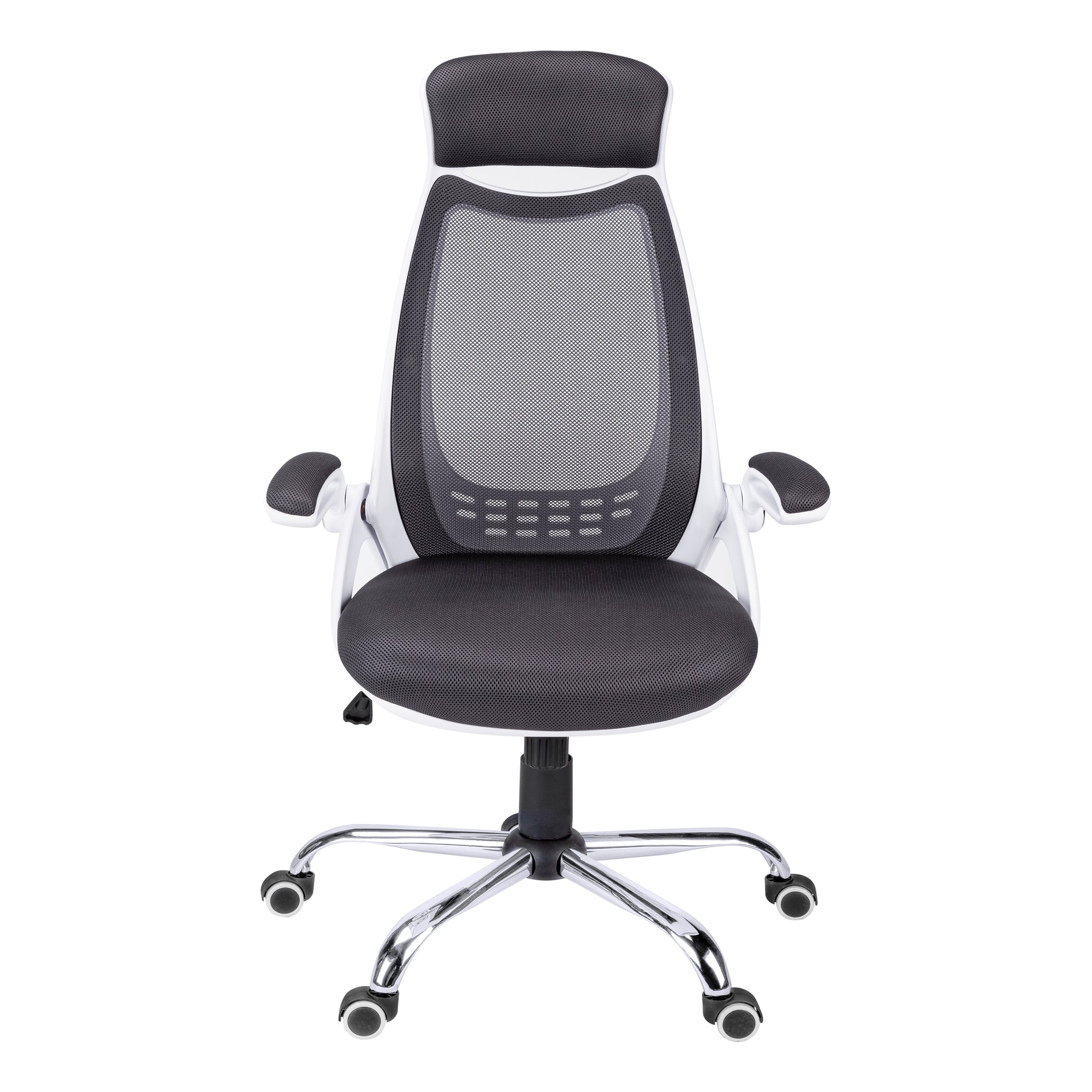 Office Chair - Black Mesh / Chrome High-Back Executive-Computer Desk-DECOROLALA