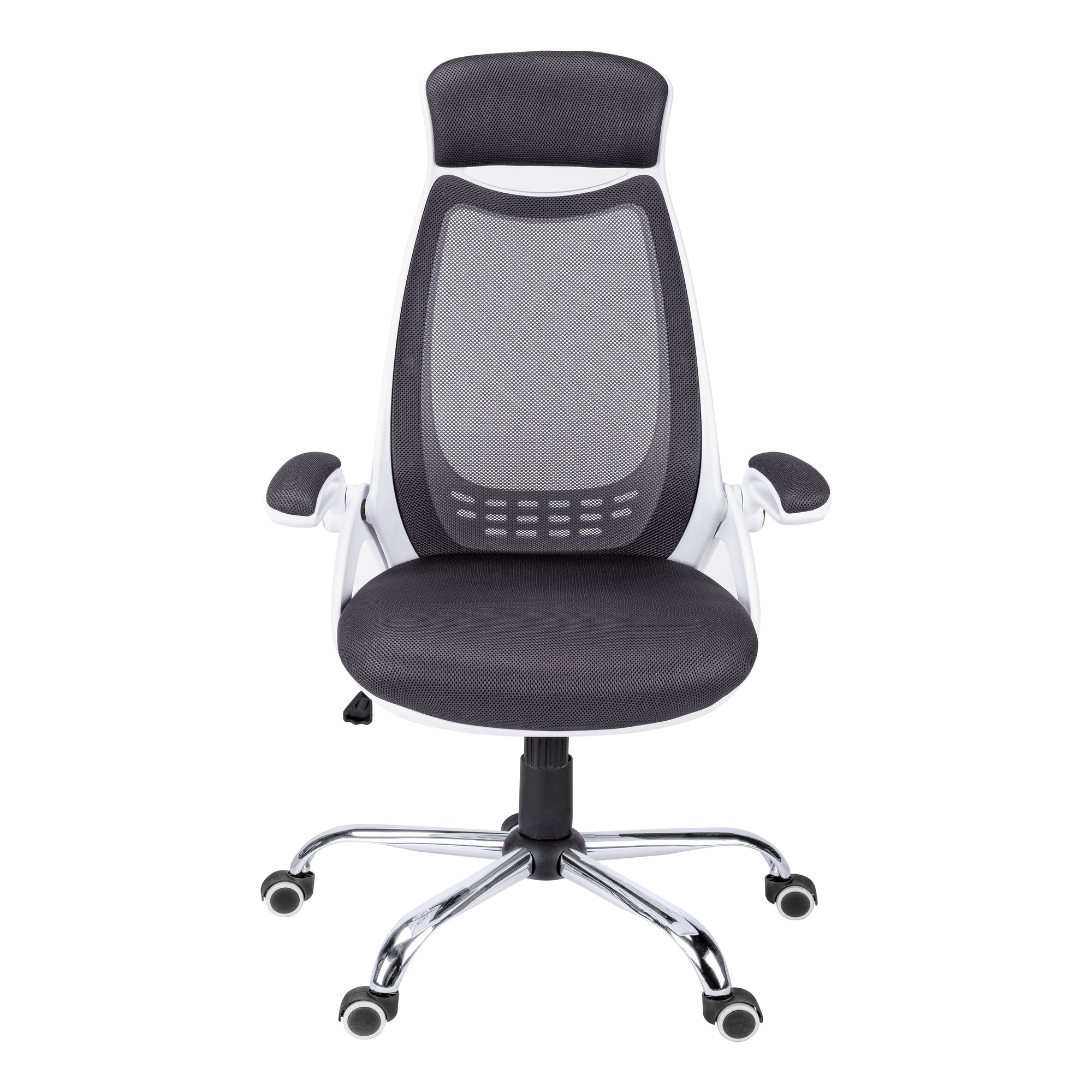 Office Chair - Black Mesh / Chrome High-Back Executive-Computer Desk-DECOROLALA