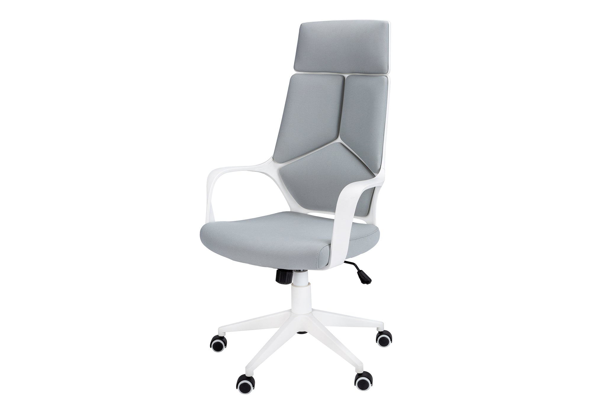 Office Chair - White / Grey Fabric / High Back Executive-Computer Desk-DECOROLALA