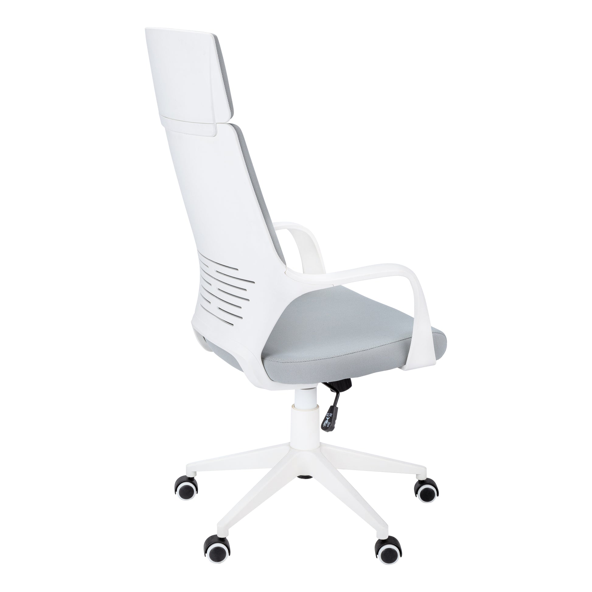 Office Chair - White / Grey Fabric / High Back Executive-Computer Desk-DECOROLALA