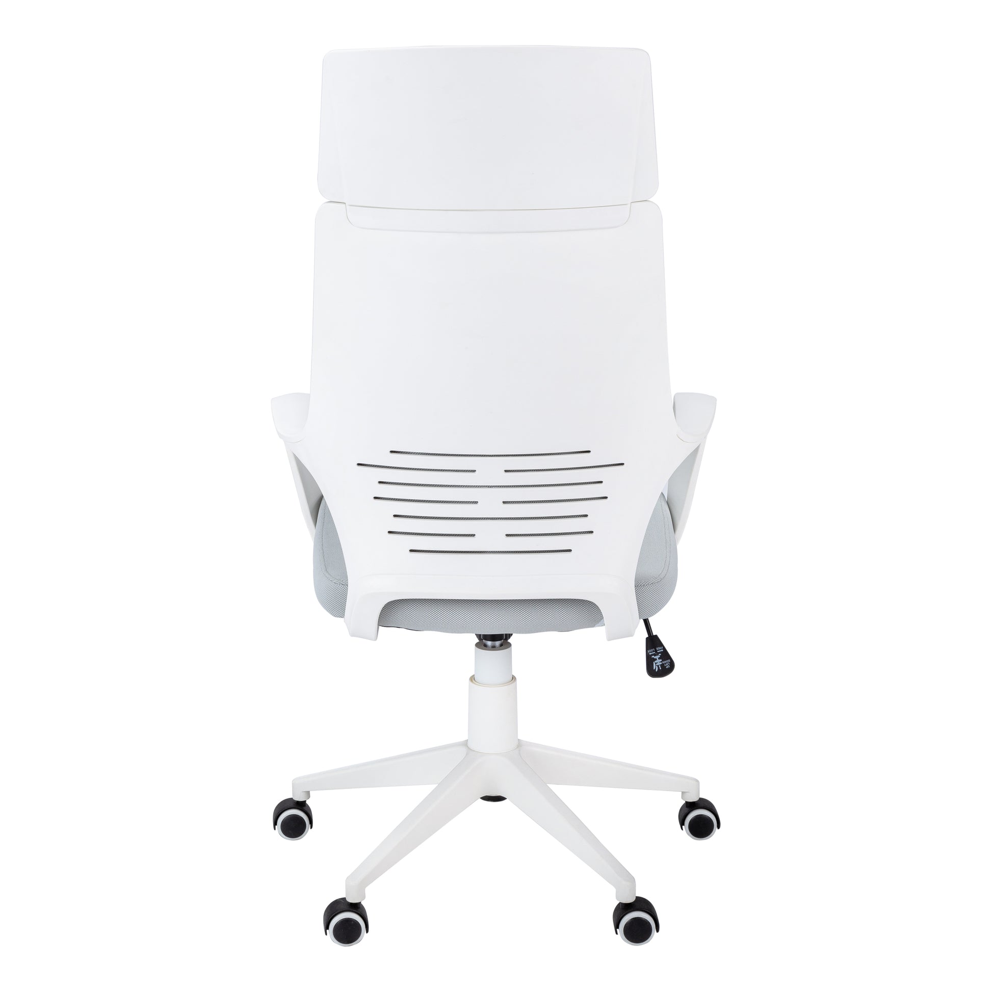 Office Chair - White / Grey Fabric / High Back Executive-Computer Desk-DECOROLALA